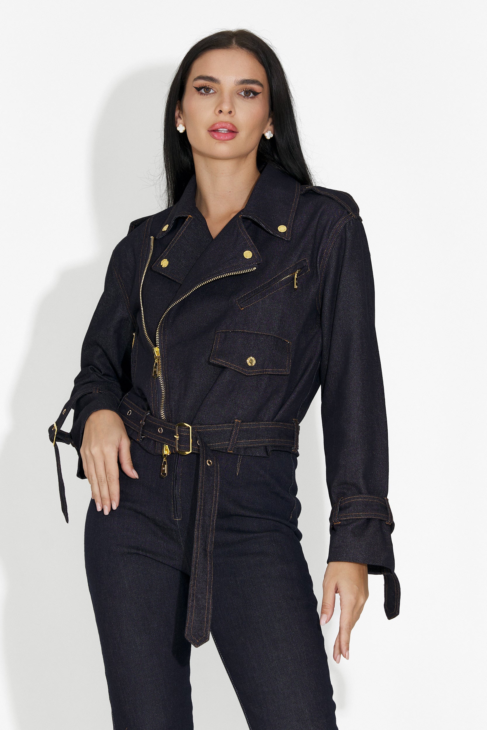 Marinblå casual damjeansjacka Renatia Bogas