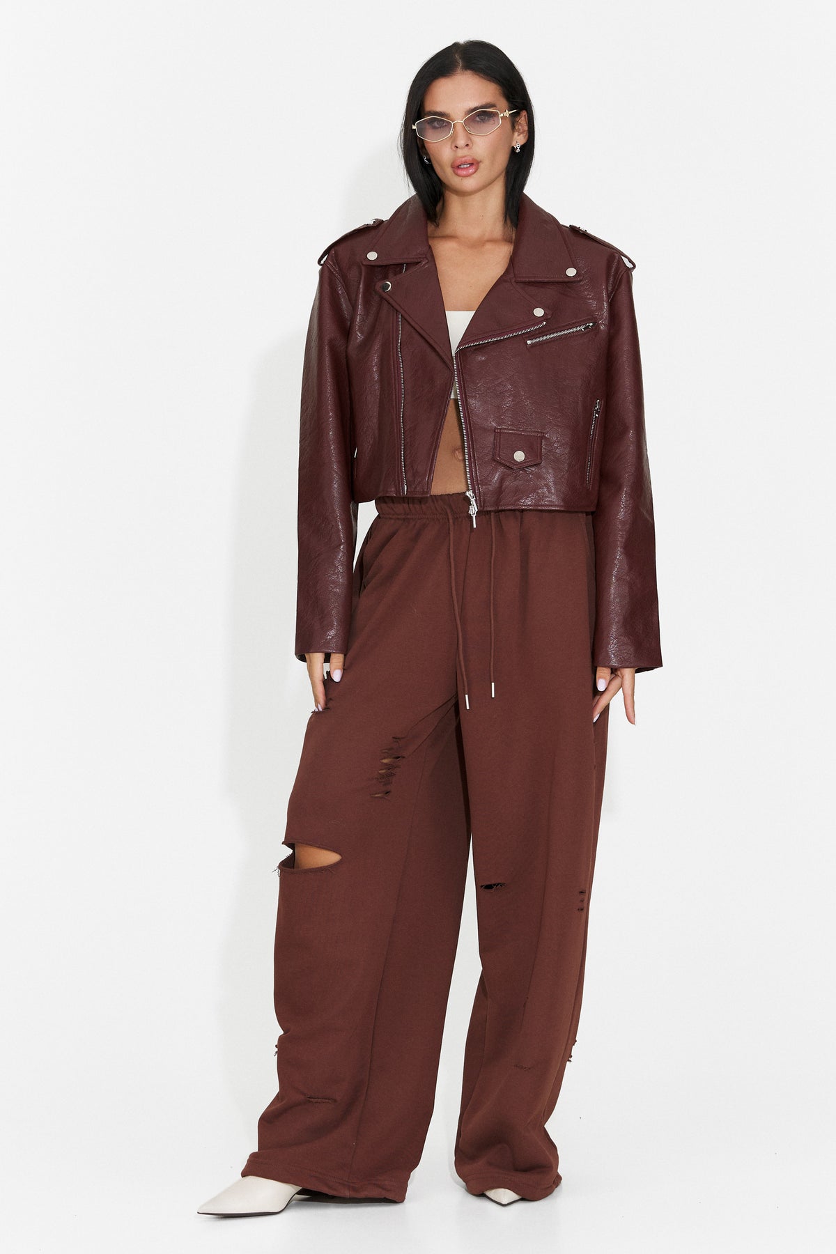 Jacheta casual Burgundy Glimyra Bogas