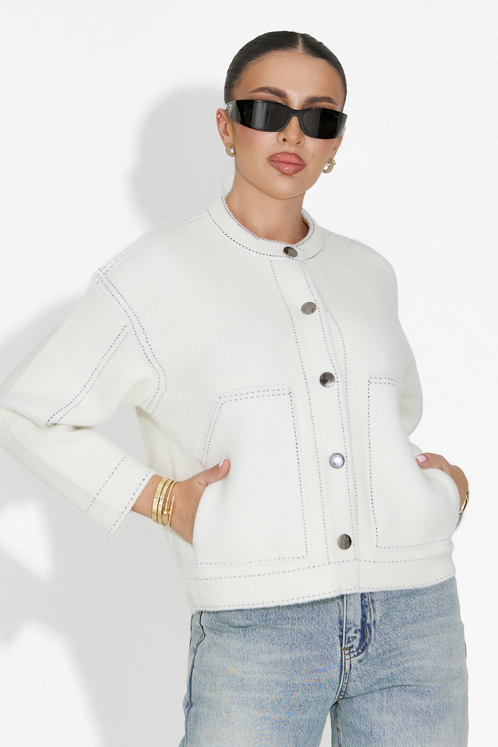 Γυναικείο casual λευκό μπουφάν Emalin Bogas