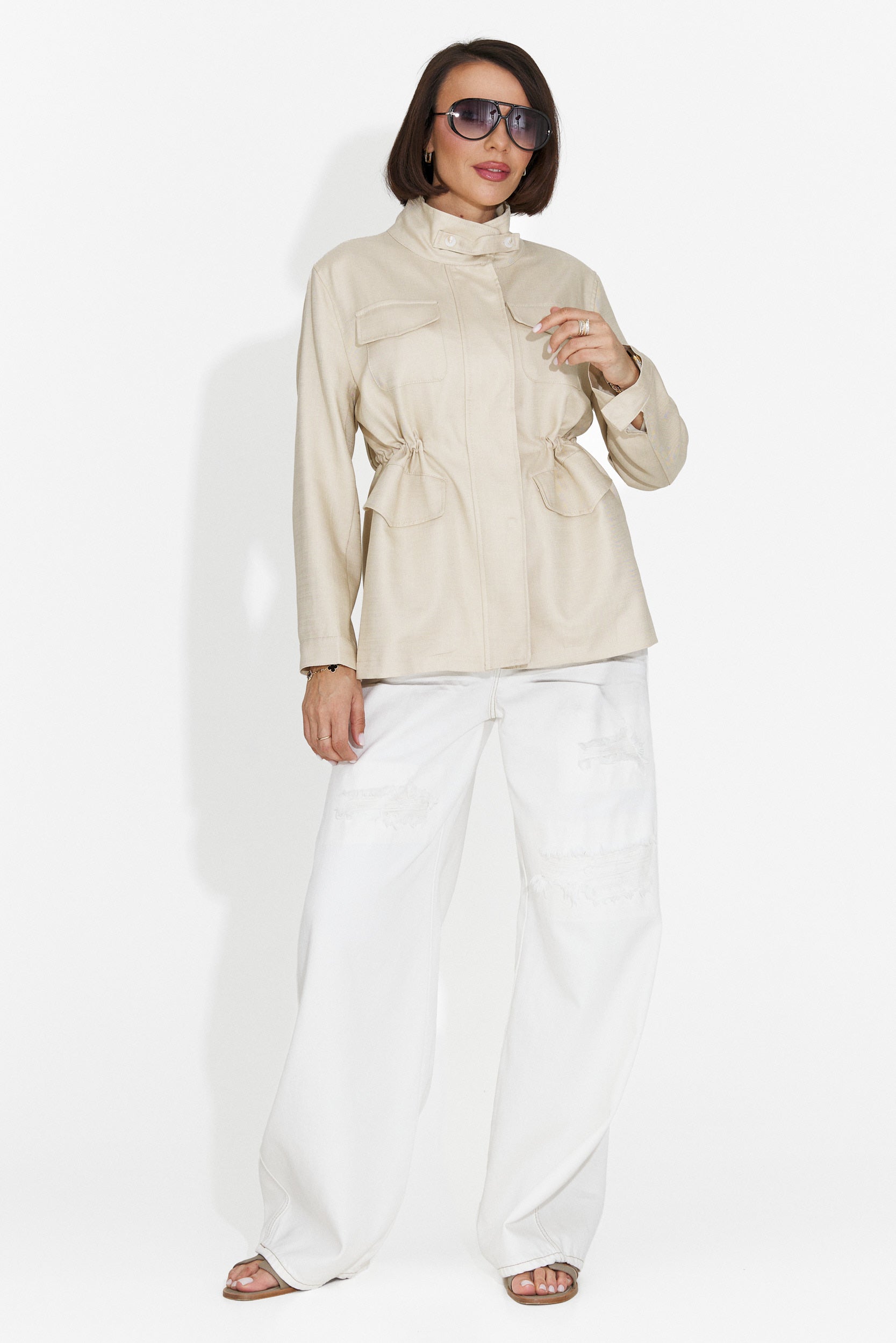 Fresia Bogas Lässige Creme Damenjacke