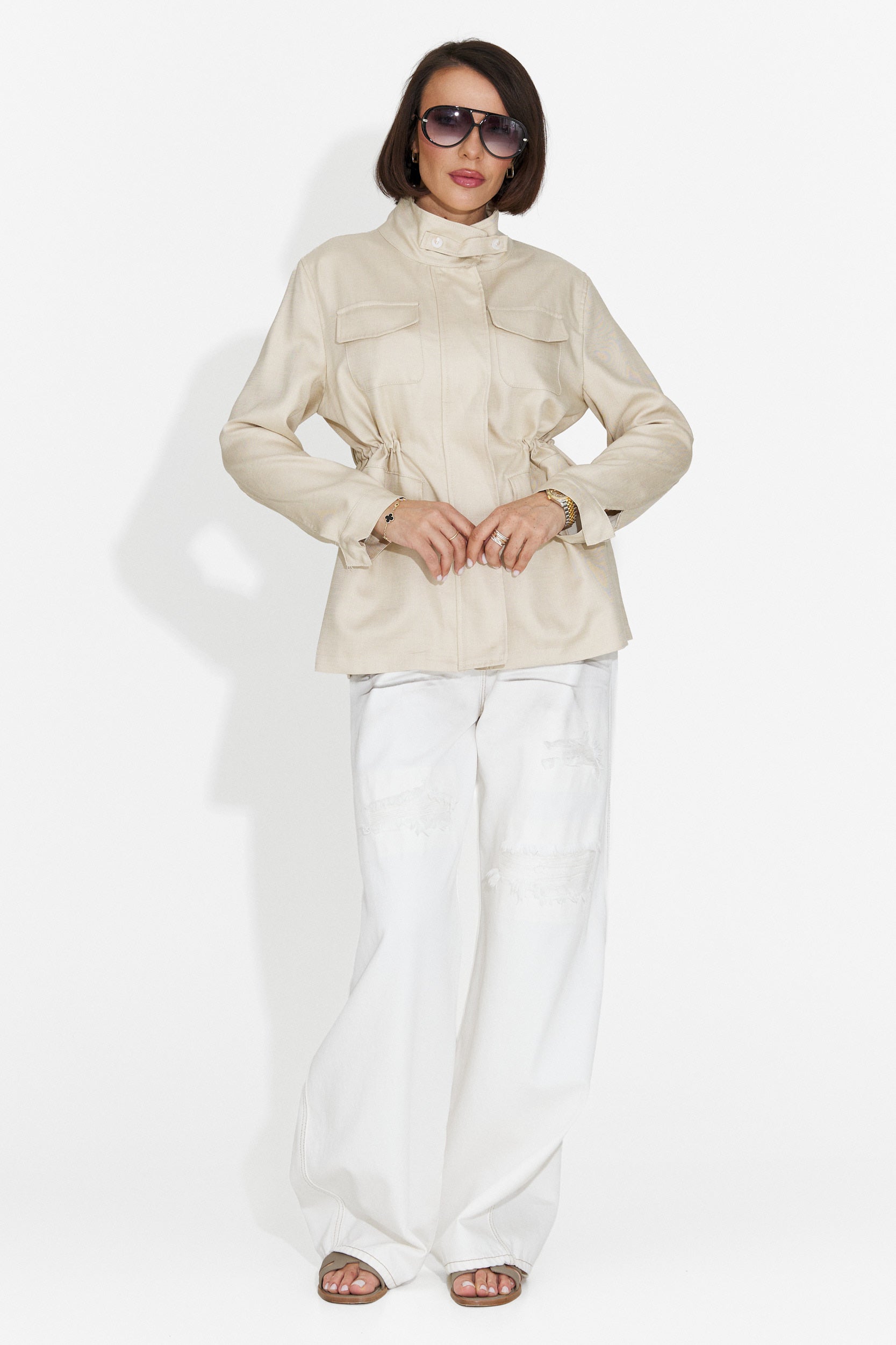 Fresia Bogas Lässige Creme Damenjacke