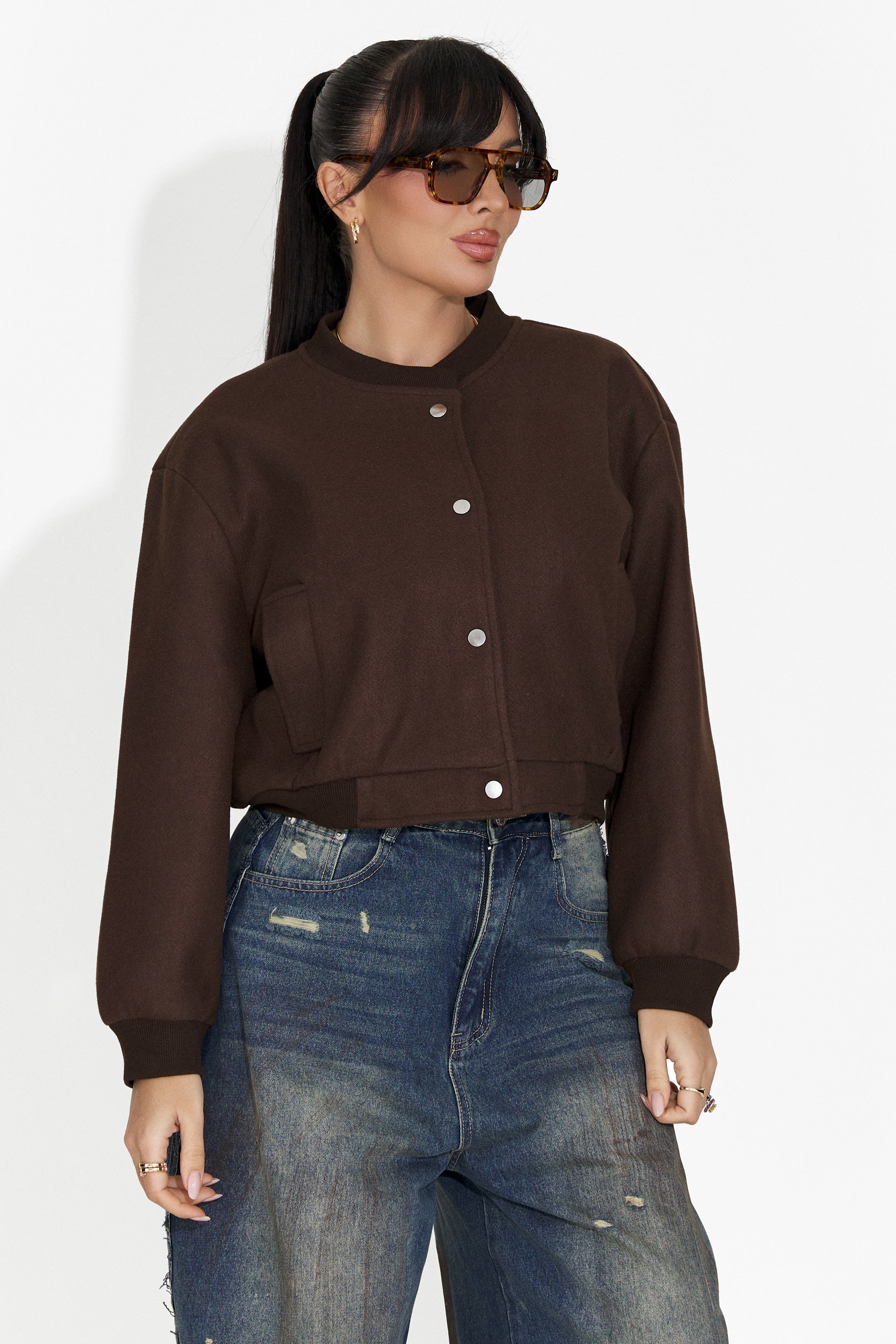 Gineta Bogas ležerna smeđa jakna za dame