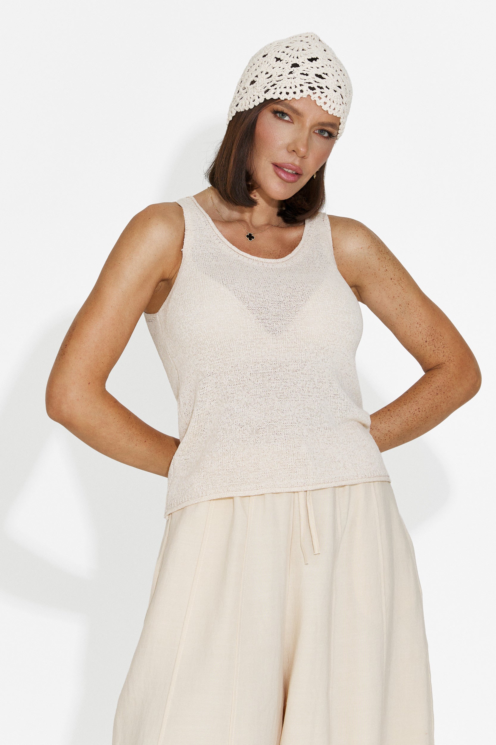 Women's casual beige tank top Viris Bogas