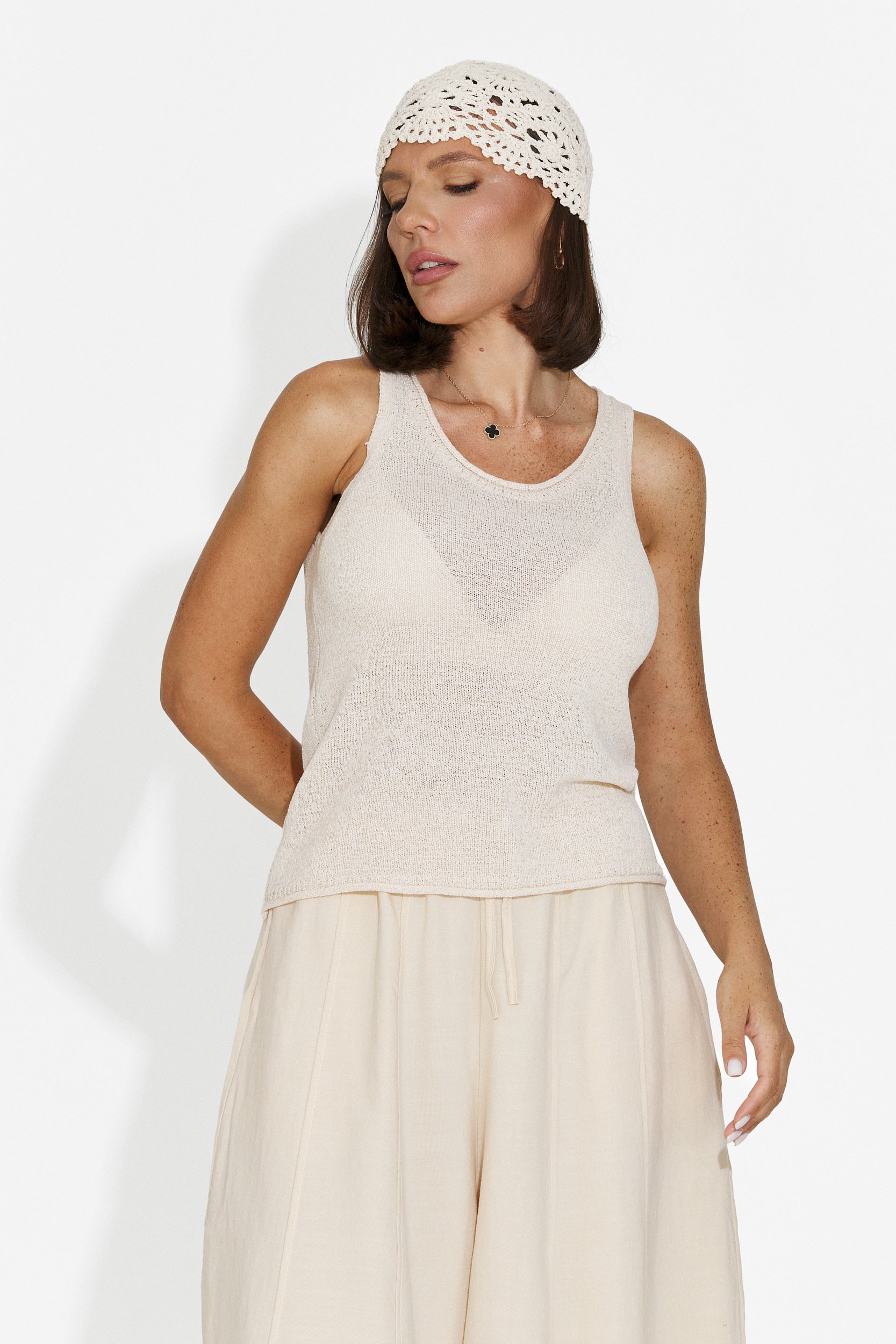Women's casual beige tank top Viris Bogas