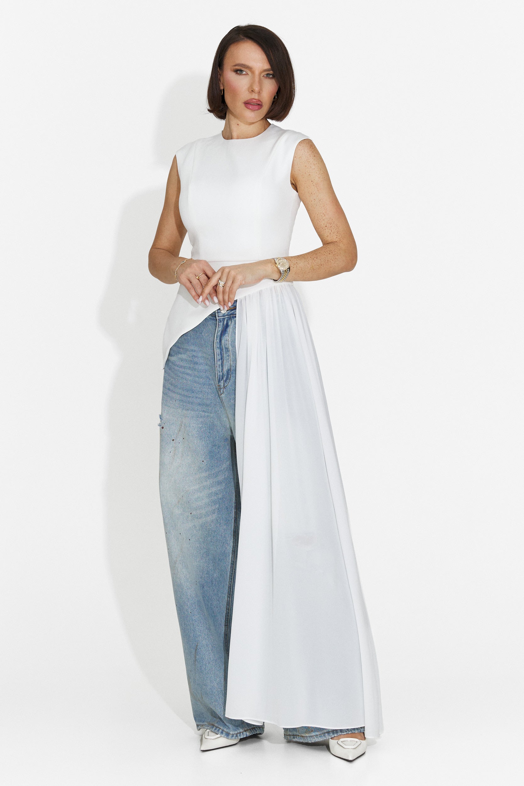 Maiou dama elegant alb Nunez Bogas