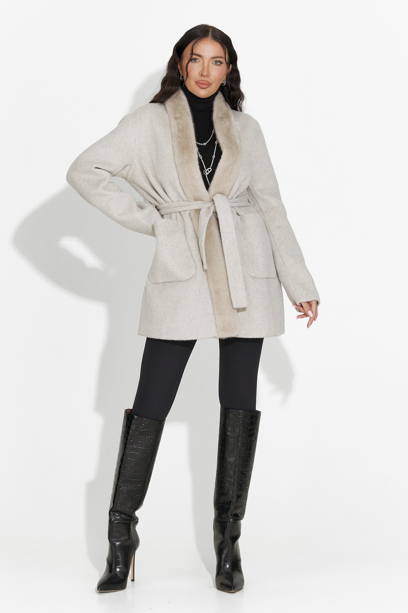 Élégant manteau beige Gelira Bogas pour dames