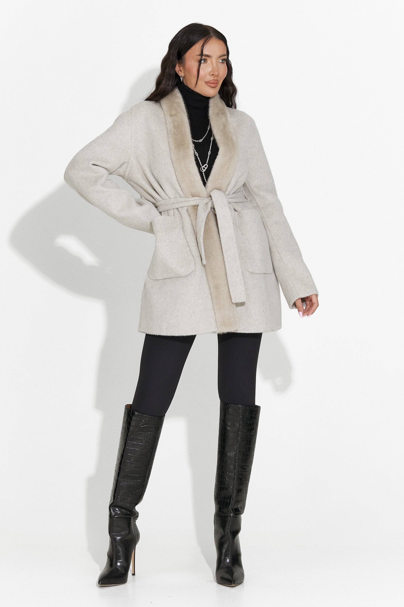 Élégant manteau beige Gelira Bogas pour dames