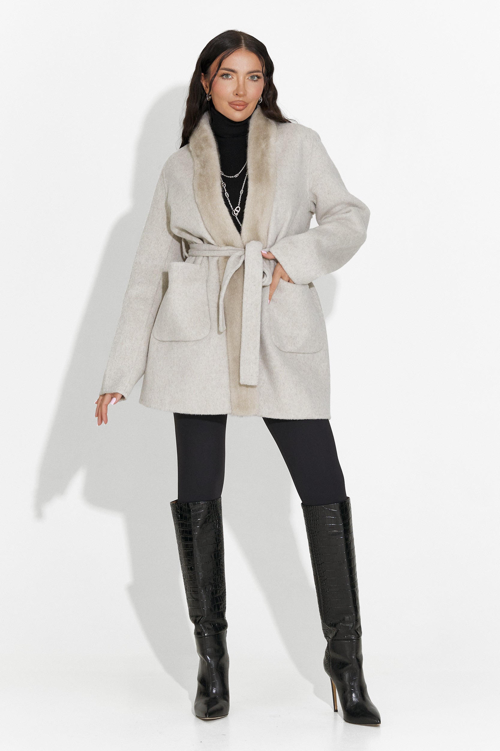 Élégant manteau beige Gelira Bogas pour dames