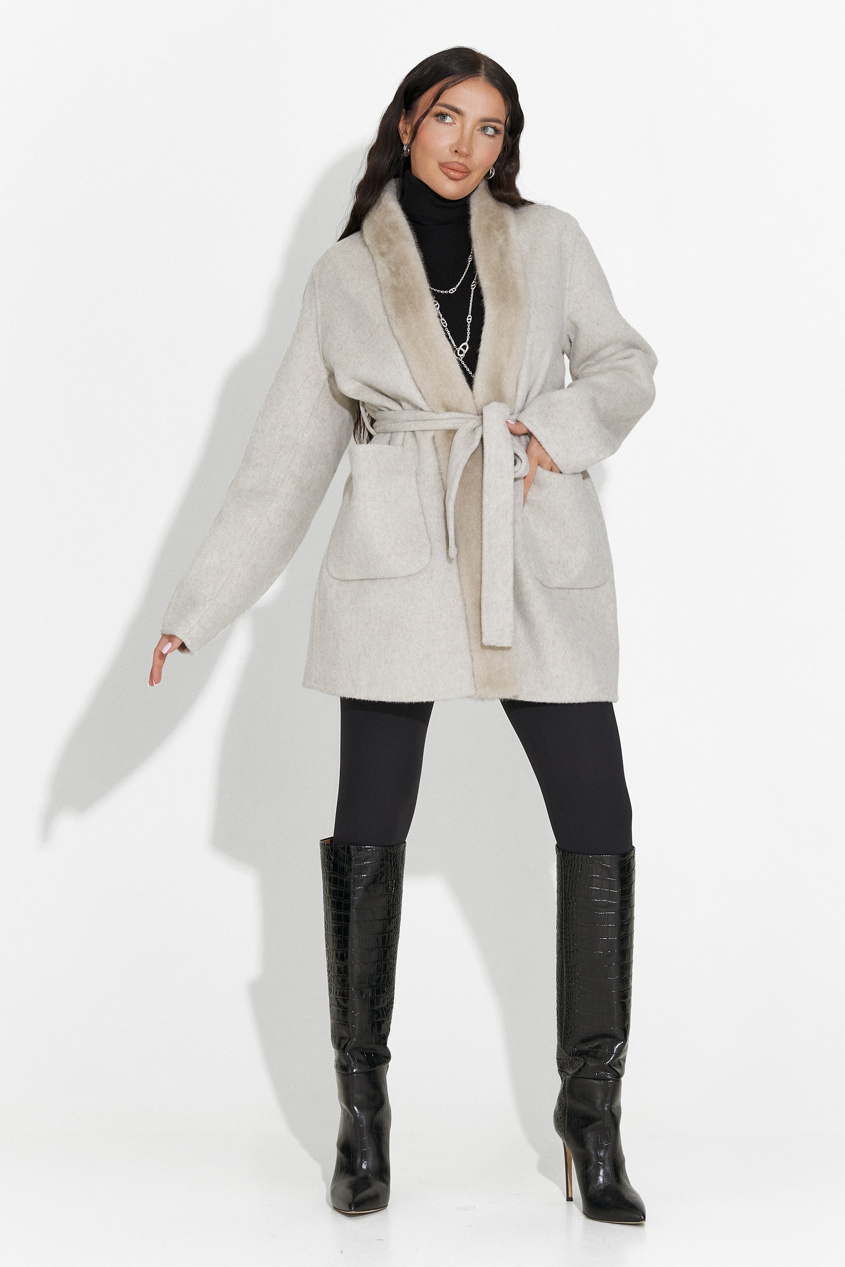 Élégant manteau beige Gelira Bogas pour dames