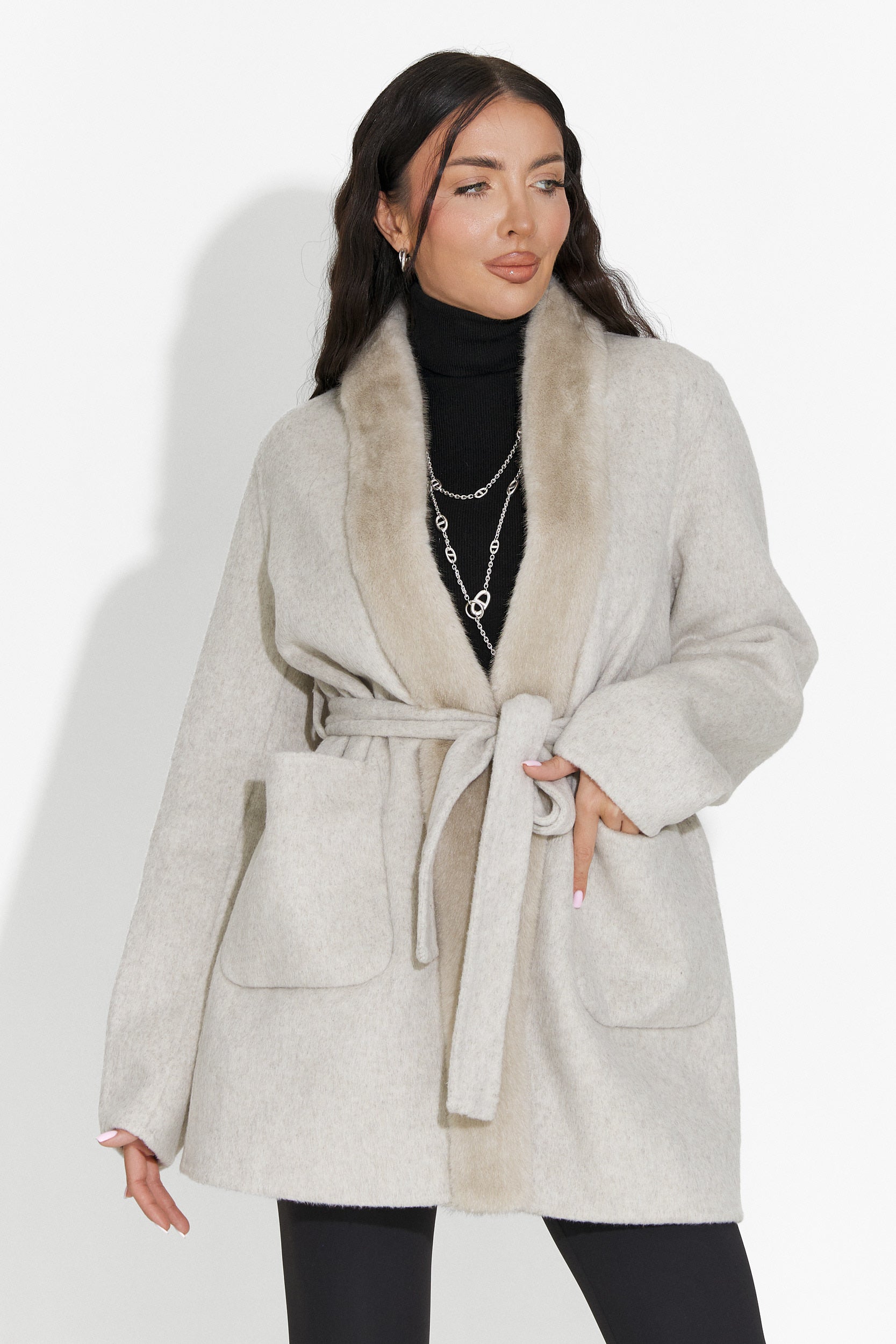 Elegant beige women's coat Gelira Bogas