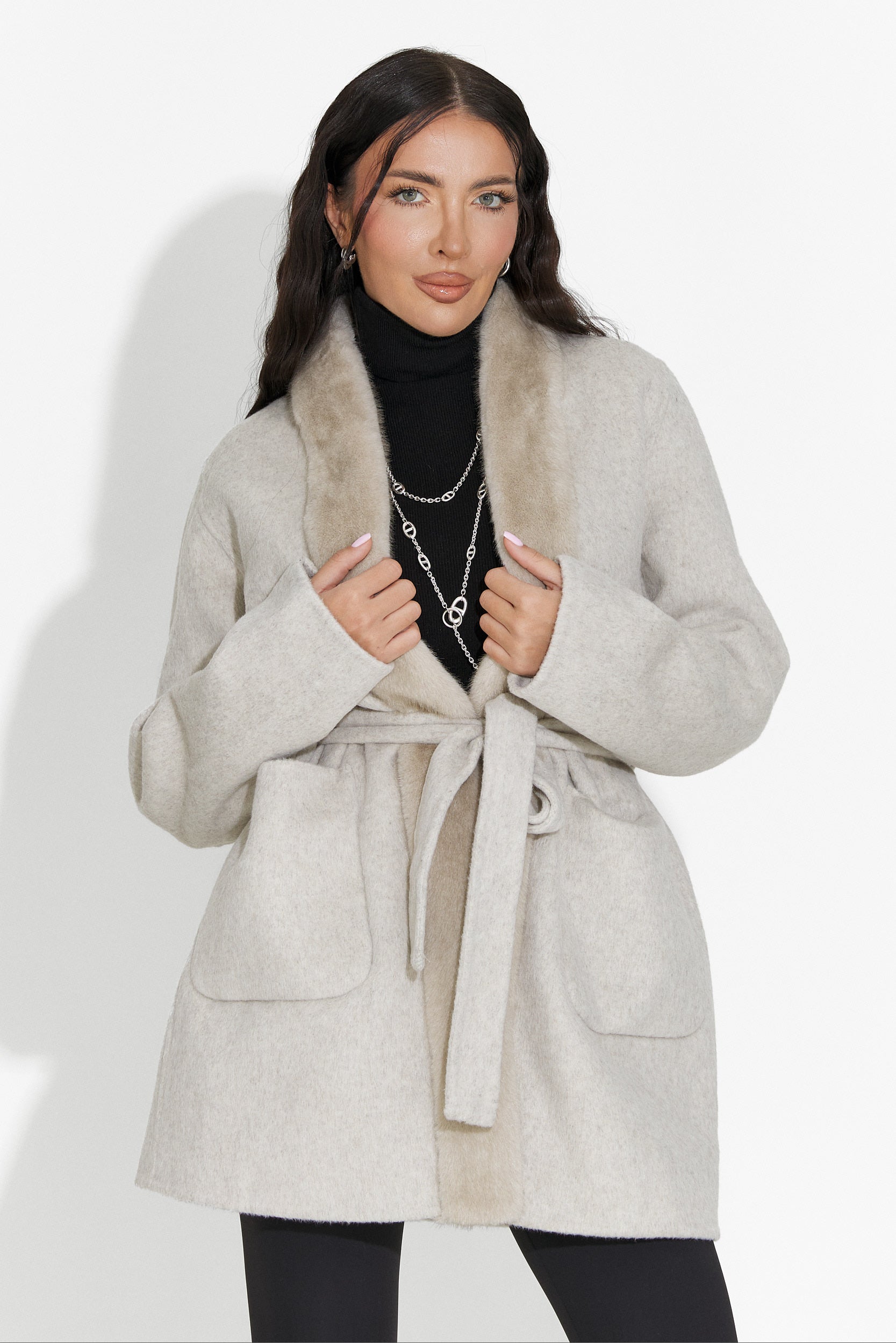 Élégant manteau beige Gelira Bogas pour dames