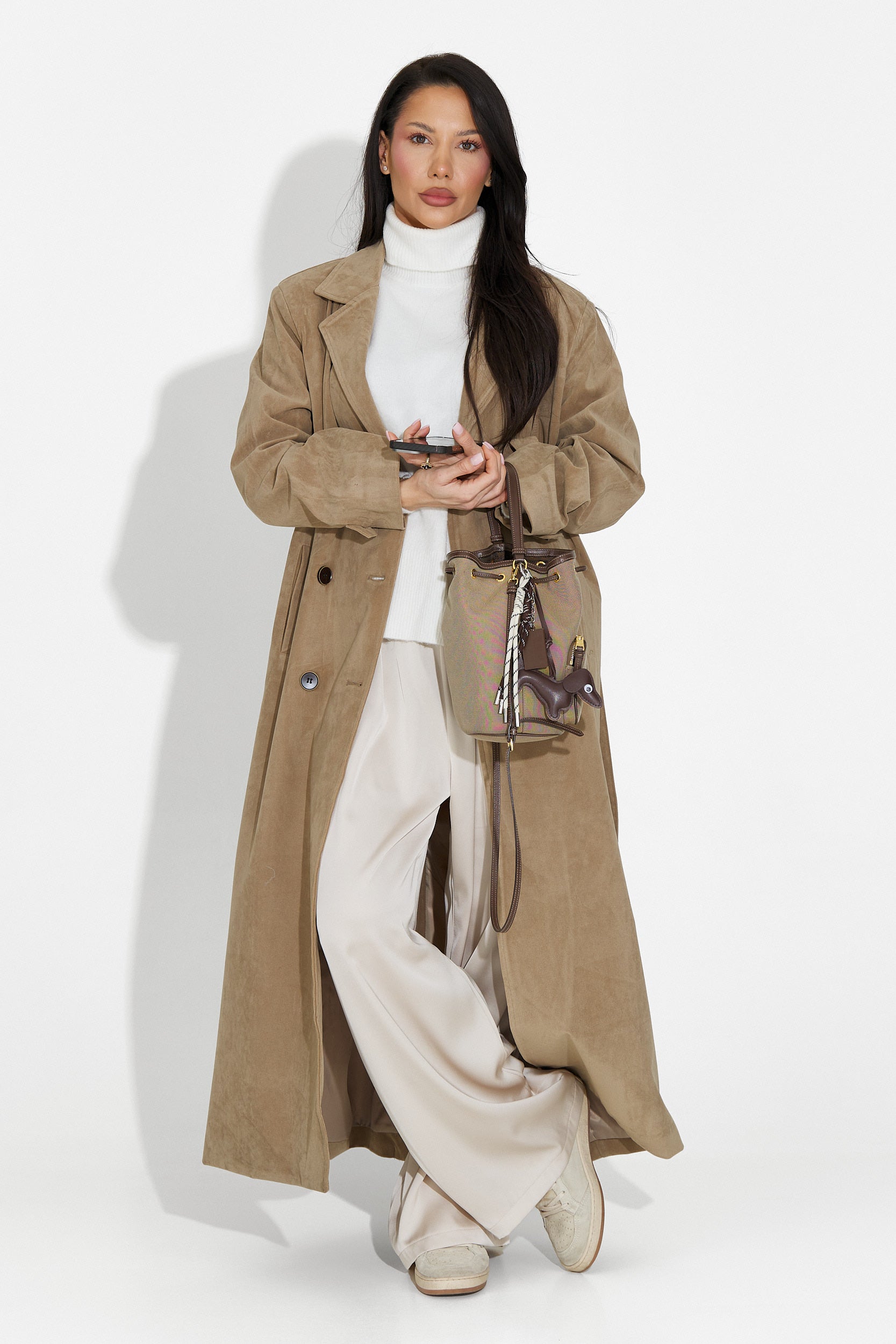 Κομψό γυναικείο παλτό μπεζ Seliora Bogas