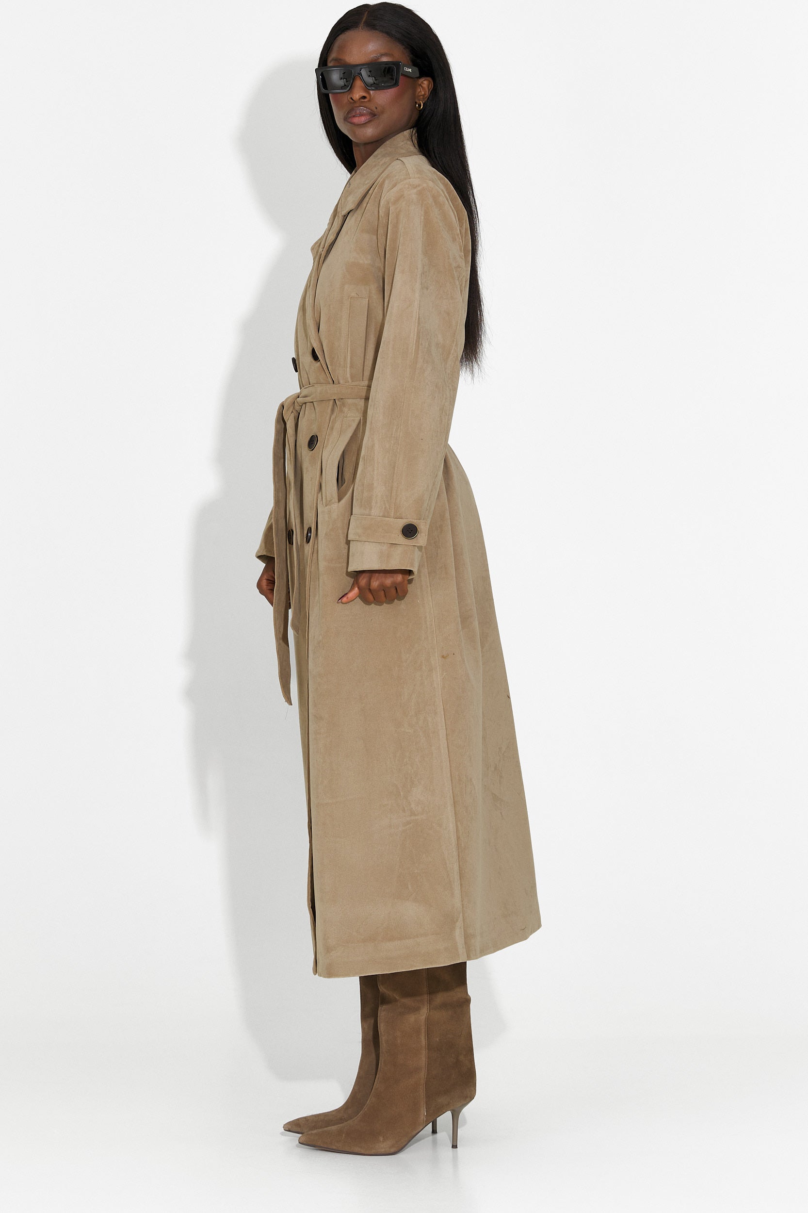 Κομψό γυναικείο παλτό μπεζ Seliora Bogas