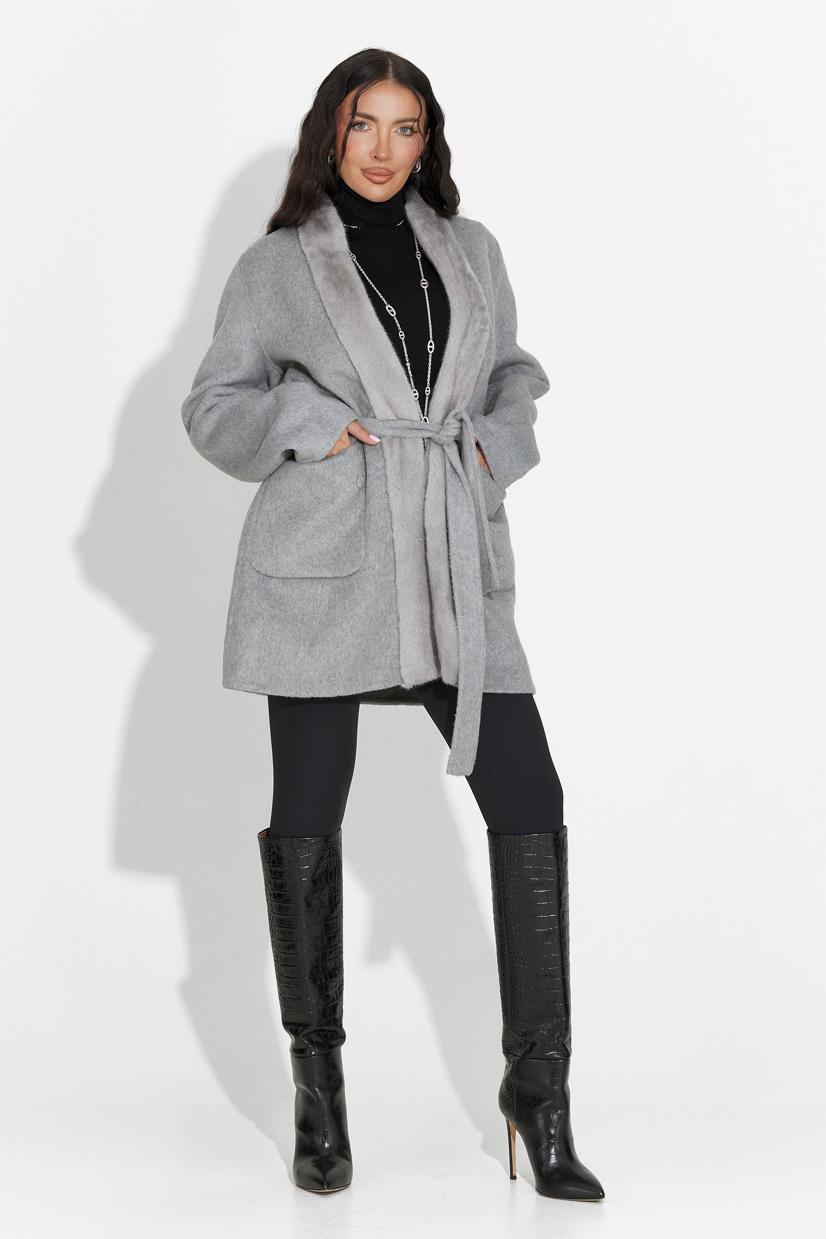 Elegant women's gray coat Gelira Bogas