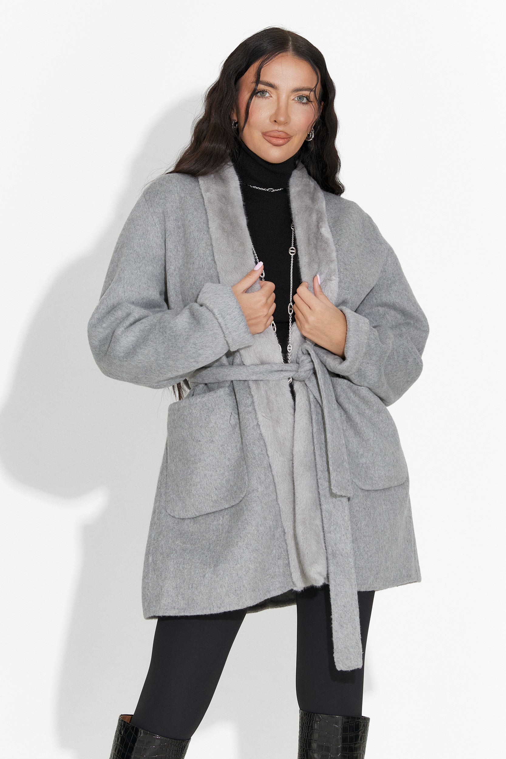 Elegant women's gray coat Gelira Bogas