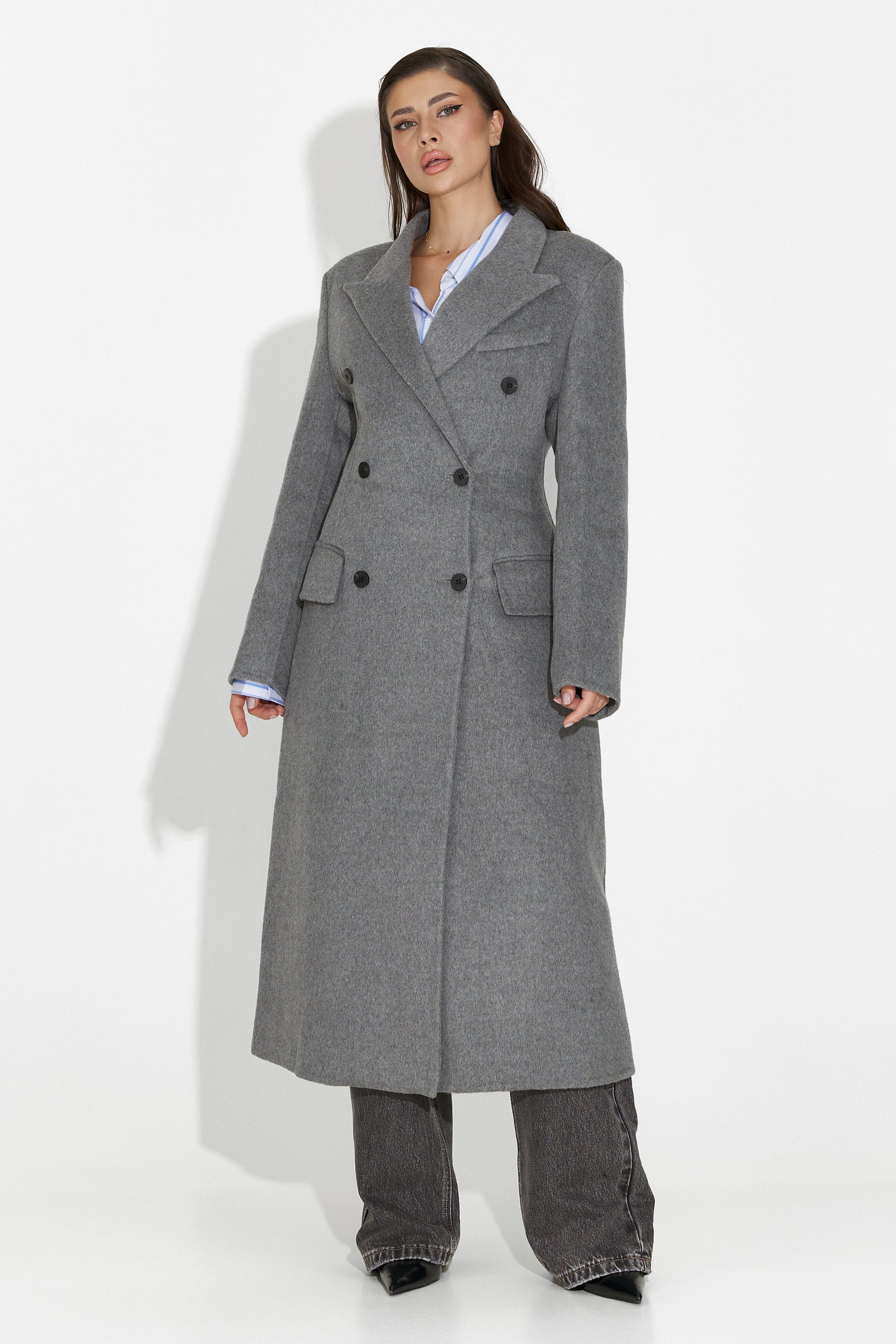 Elegant Grey Savira Bogas Ladies Coat