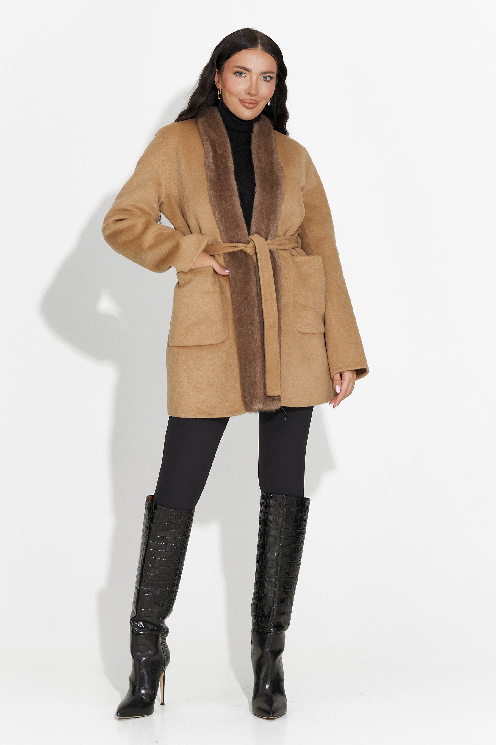 Élégant Manteau Gelira Bogas Marron pour Dames