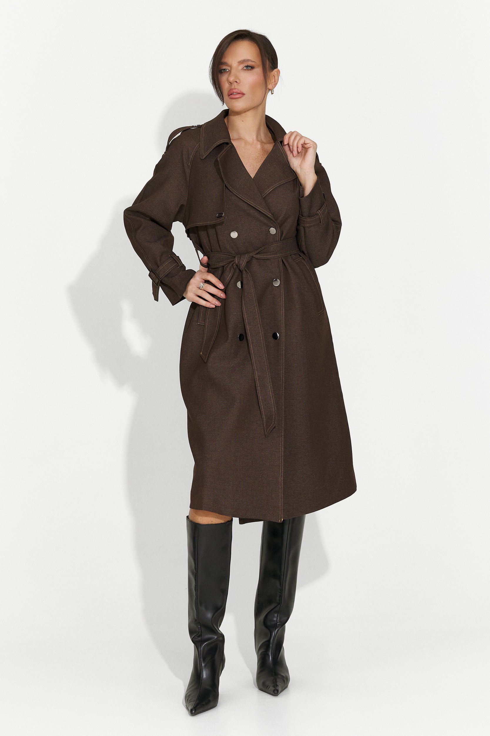 Manteau femme élégant marron Nuvia Bogas
