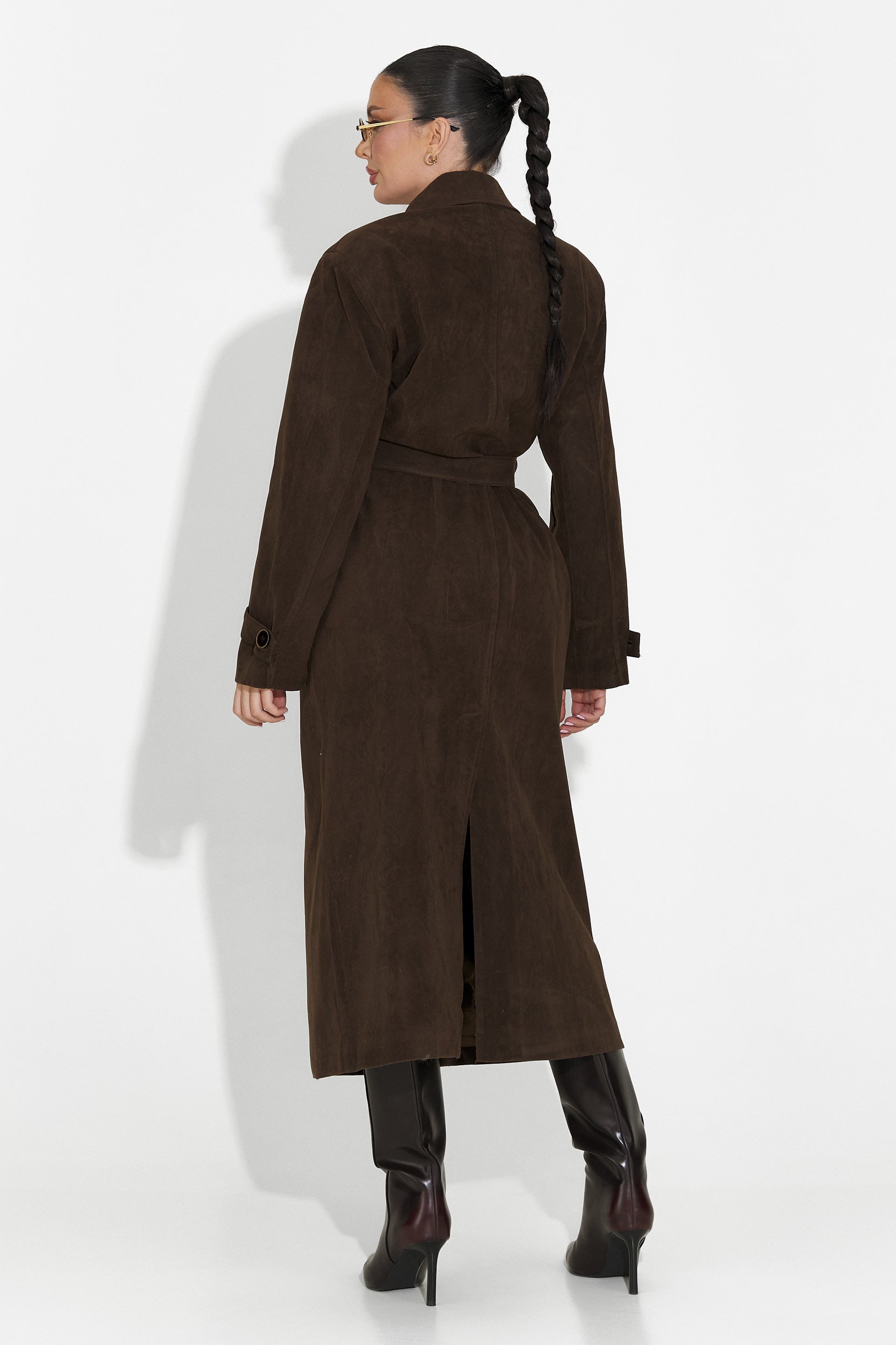 Κομψό γυναικείο παλτό καφέ Seliora Bogas