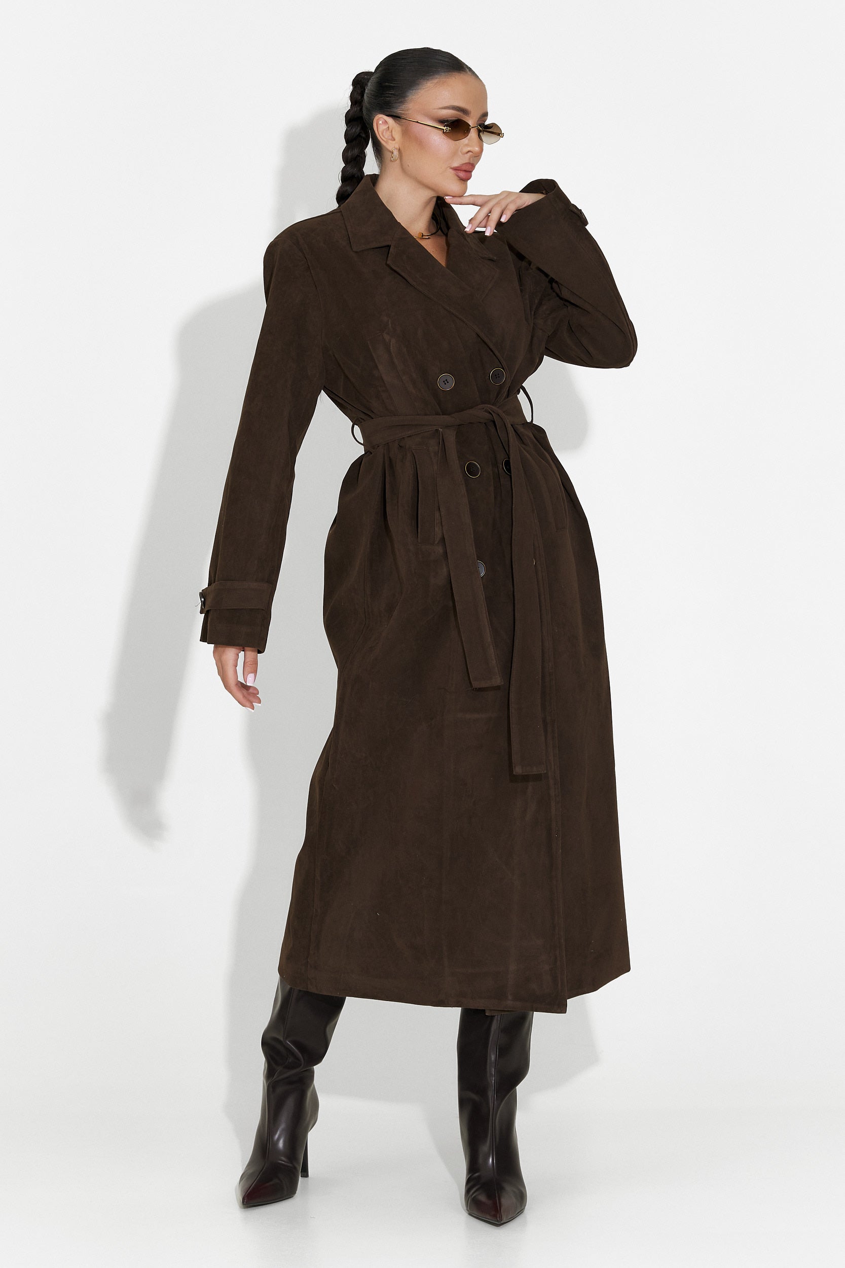 Κομψό γυναικείο παλτό καφέ Seliora Bogas