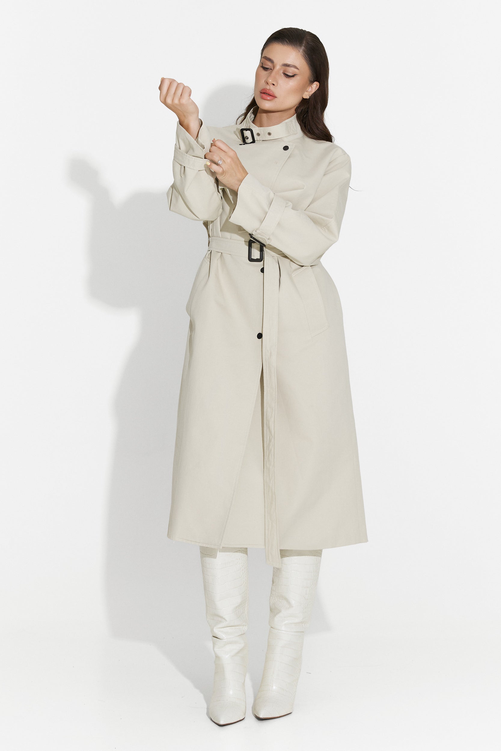 Emalia Bogas Langer Grauer Damenmantel