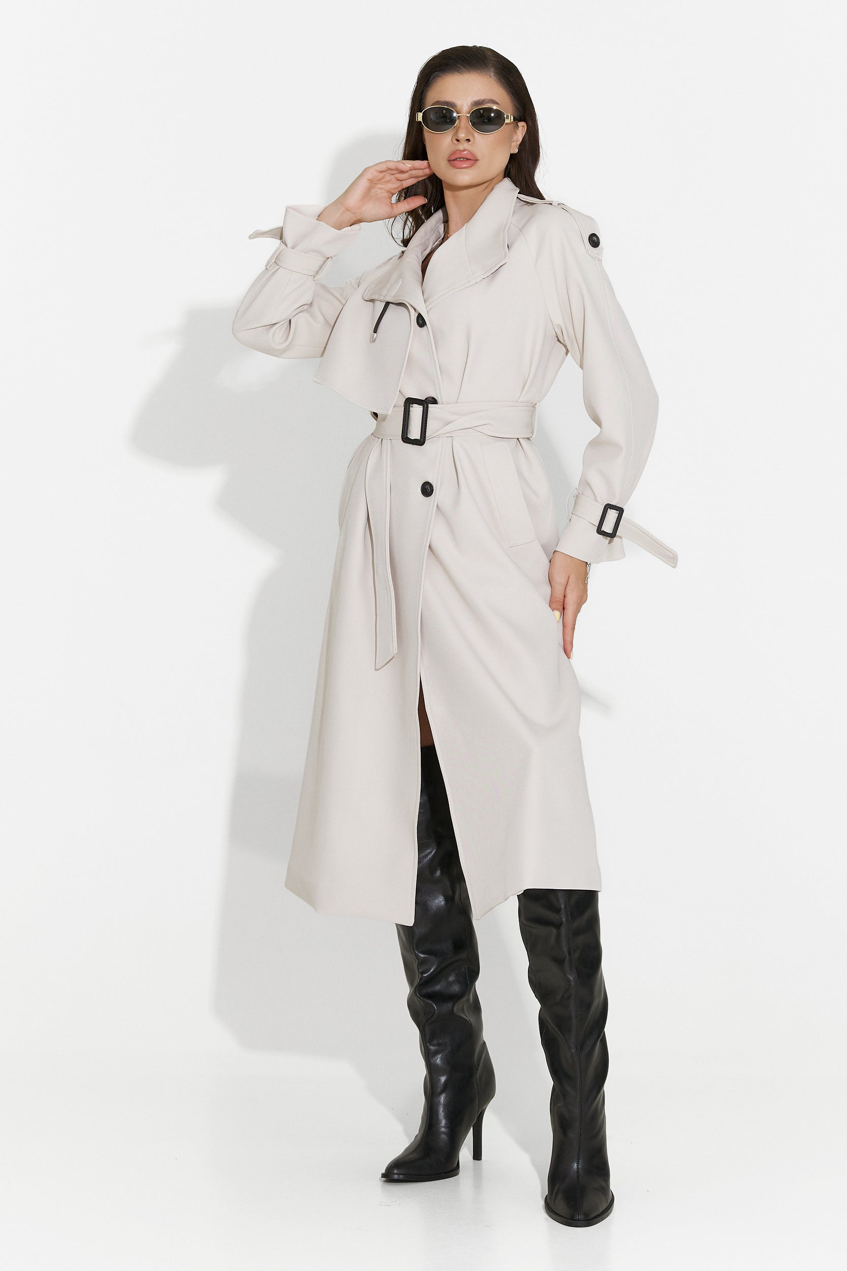 Μακρύ γυναικείο παλτό γκρι Misena Bogas