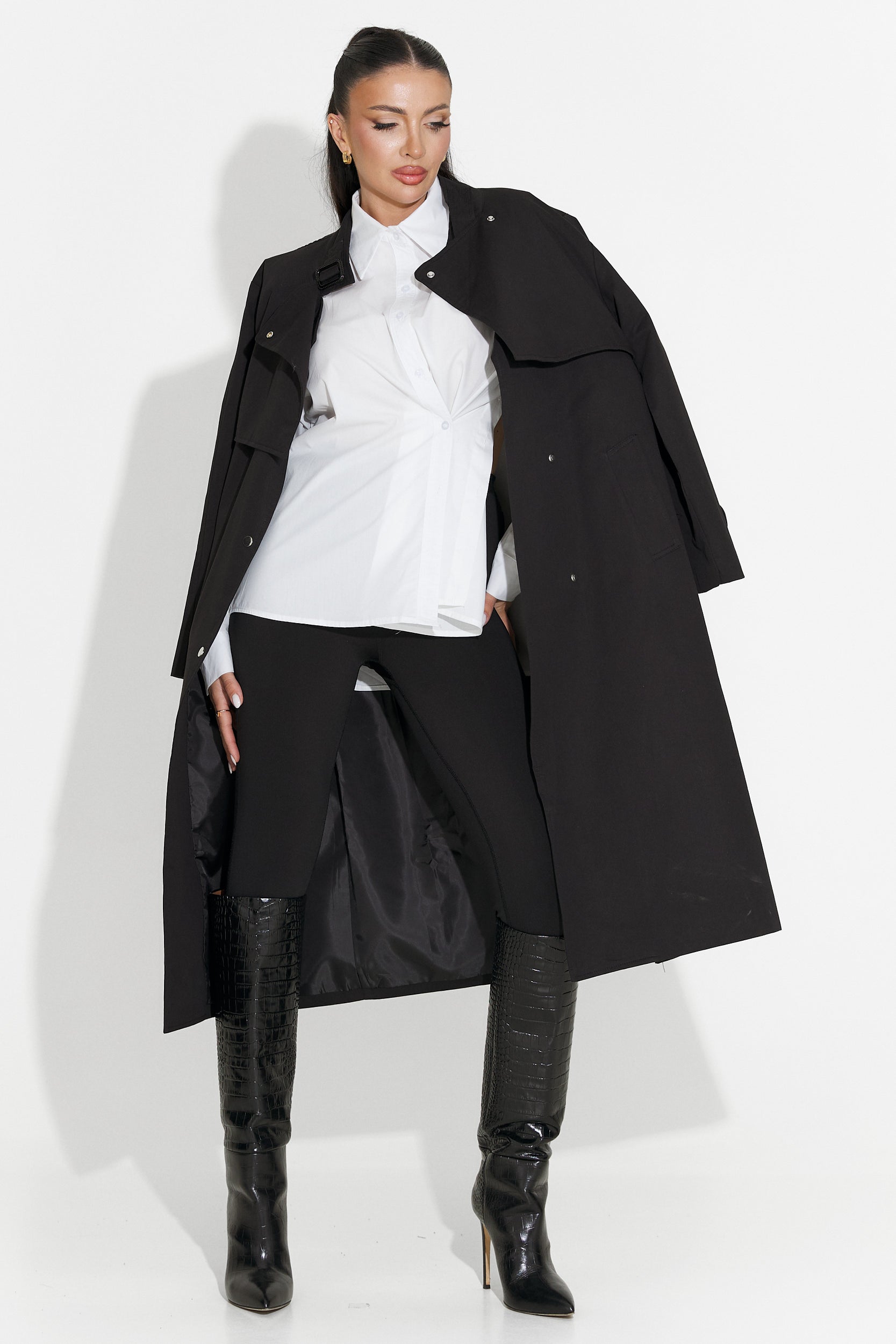 Abrigo Largo Negro para Damas de Emalia Bogas