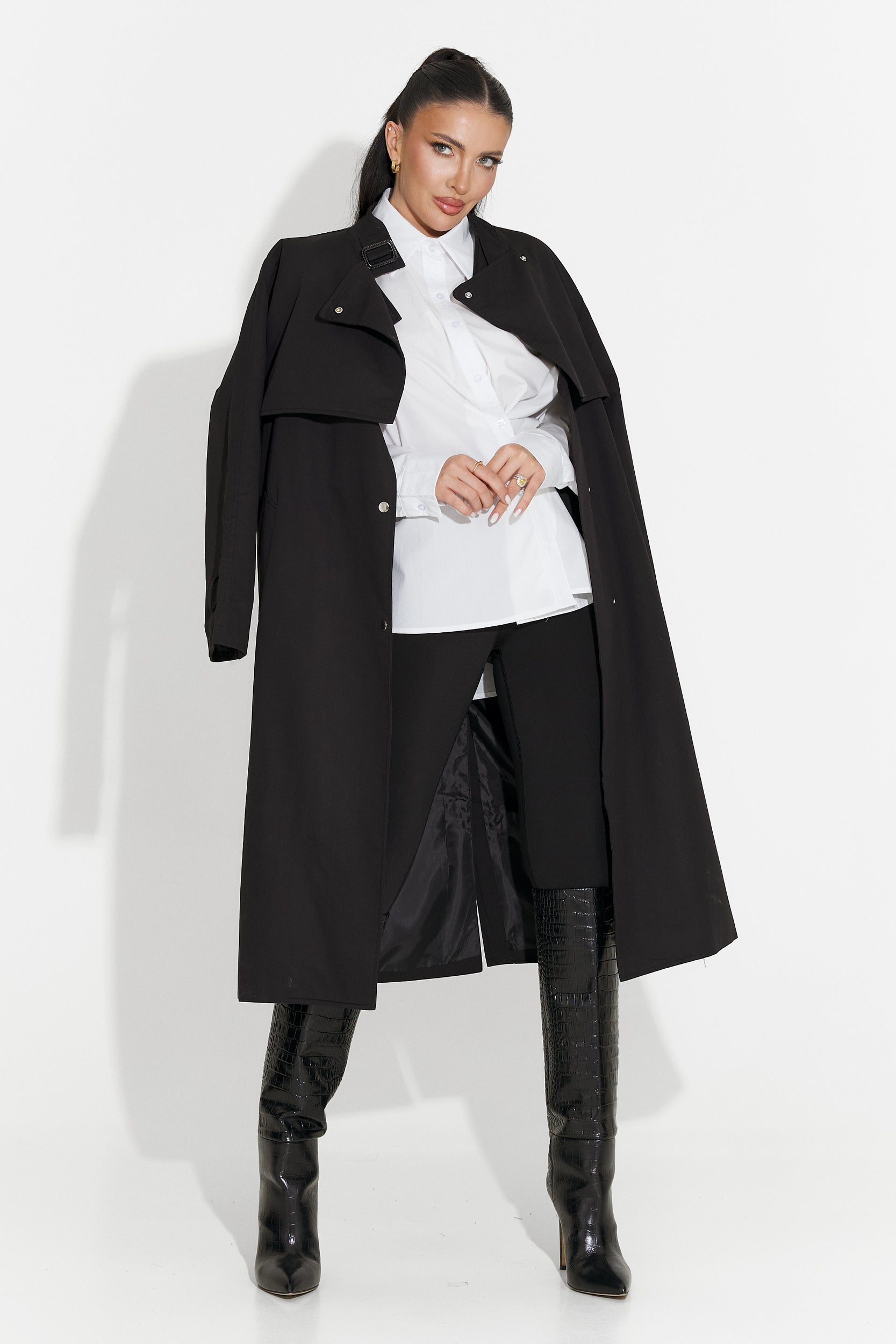 Abrigo Largo Negro para Damas de Emalia Bogas