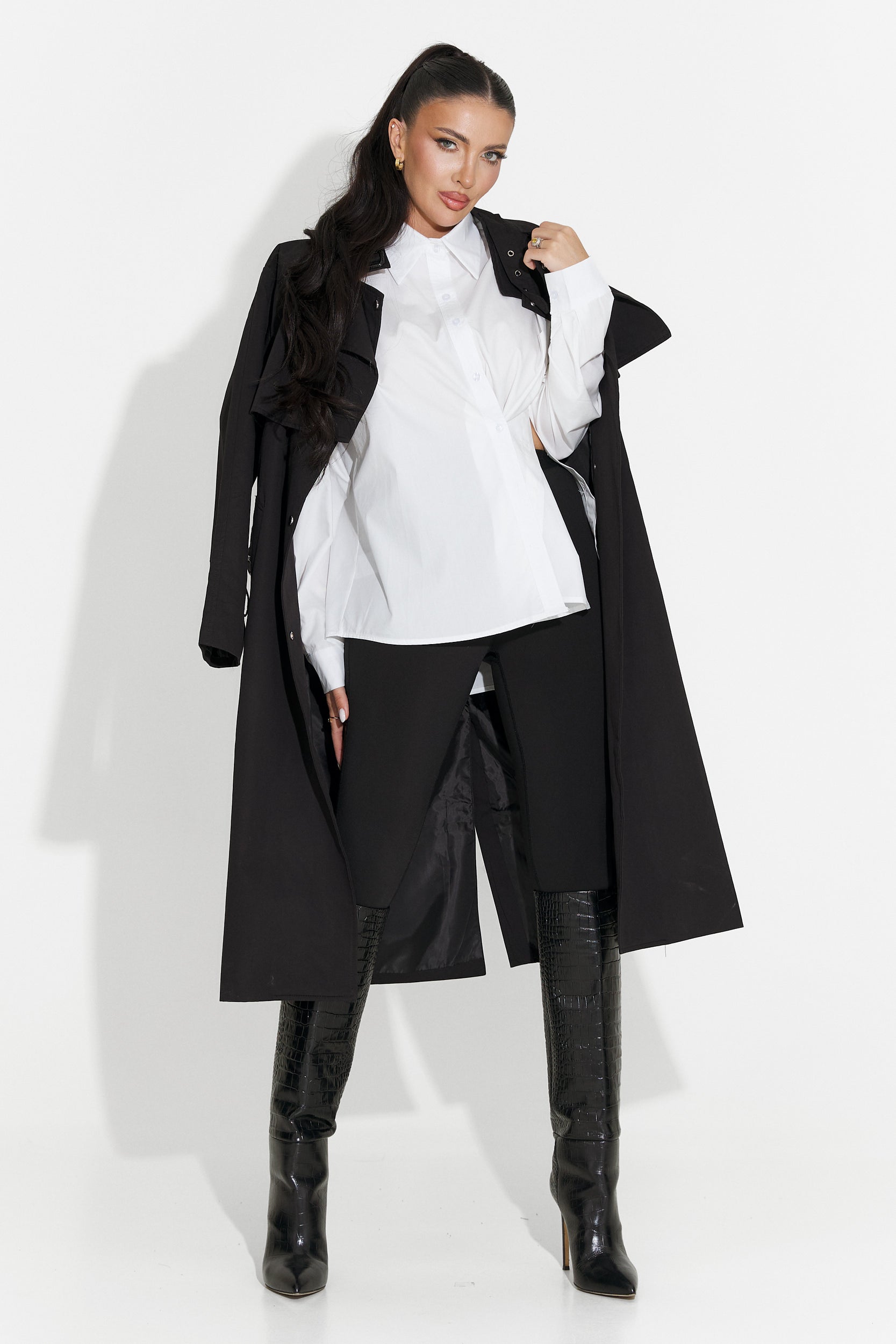 Abrigo Largo Negro para Damas de Emalia Bogas