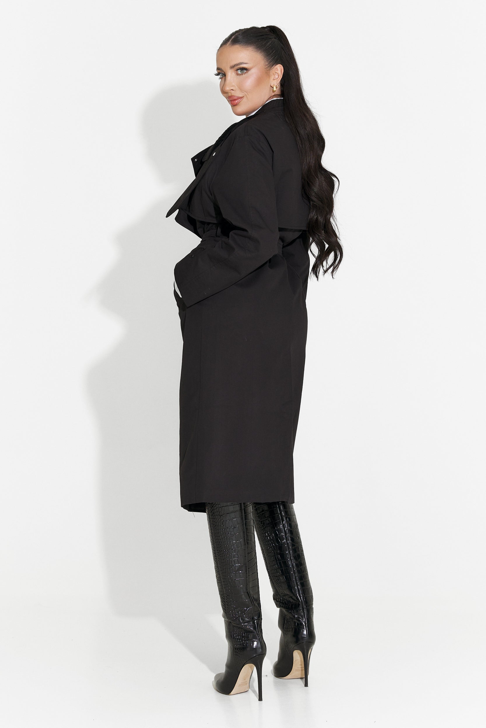 Abrigo Largo Negro para Damas de Emalia Bogas