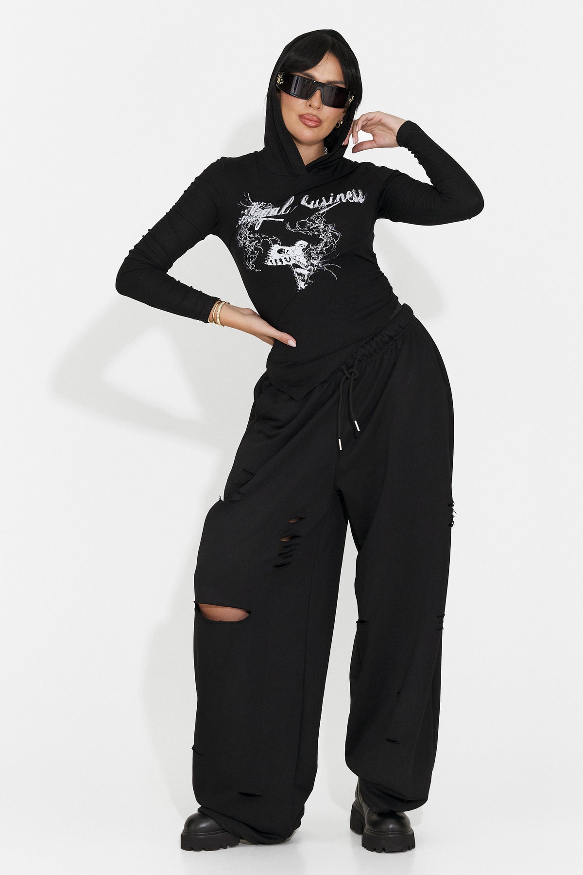 Pantaloni casual negri Lulaoa Bogas