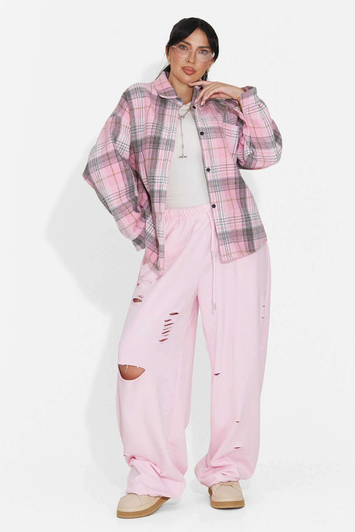 Pantaloni casual roz Lulaoa Bogas