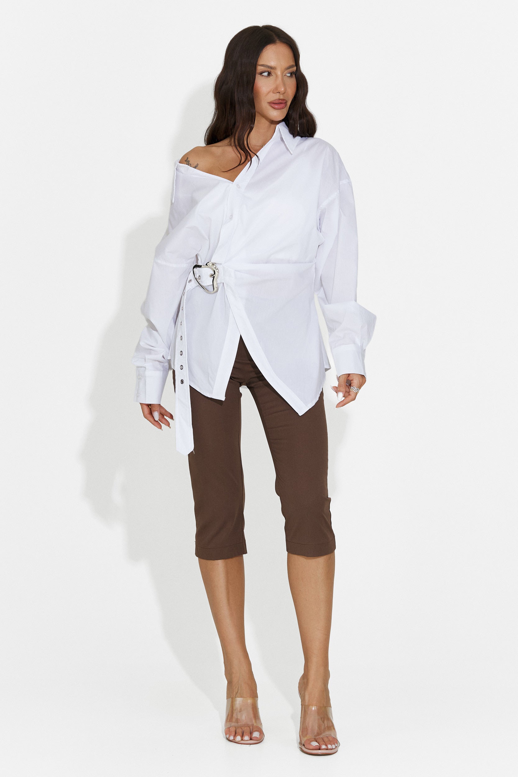 Pantalones capri de mujer marrones Aspazia Bogas