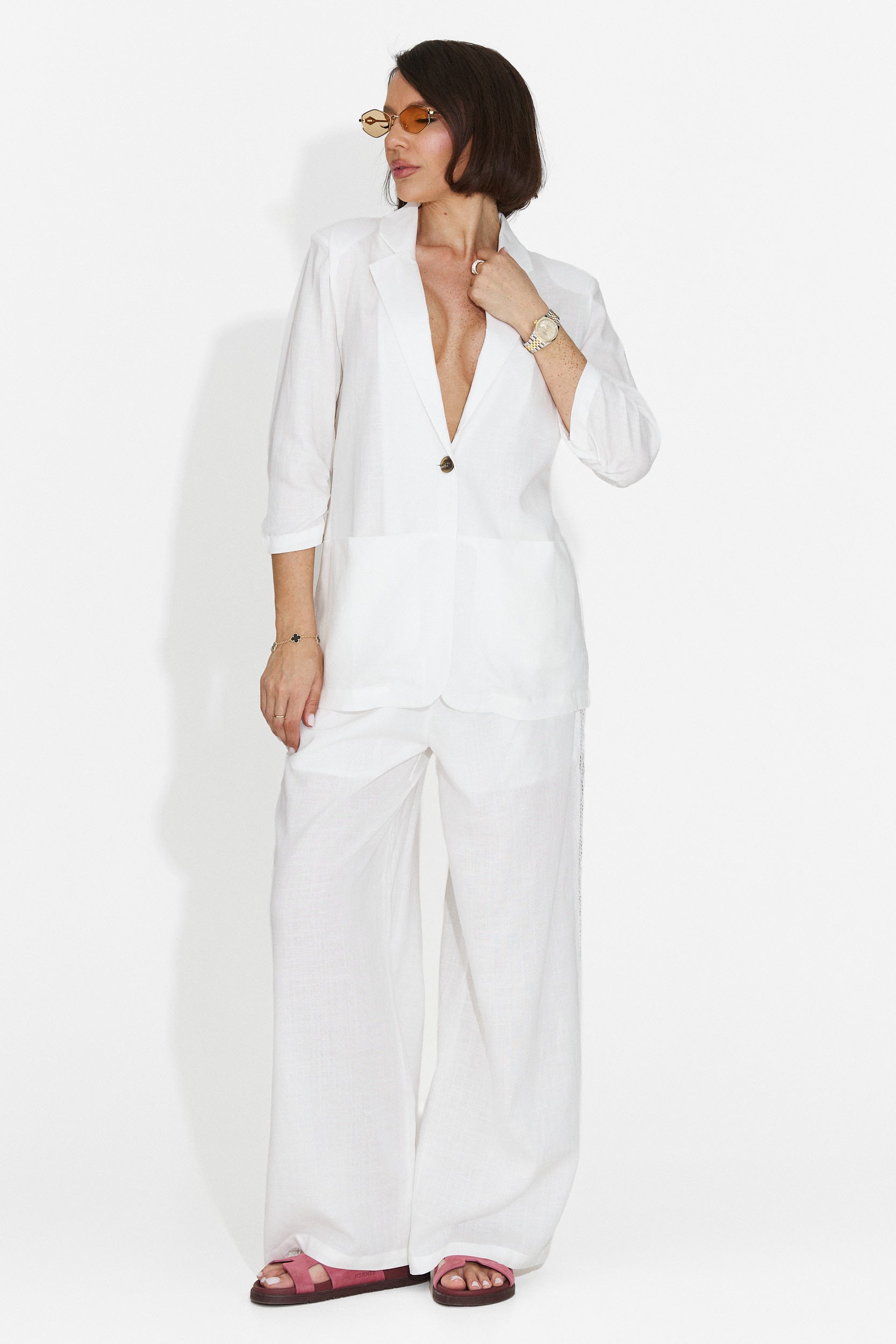 Pantaloni dama casual albi Heather Bogas