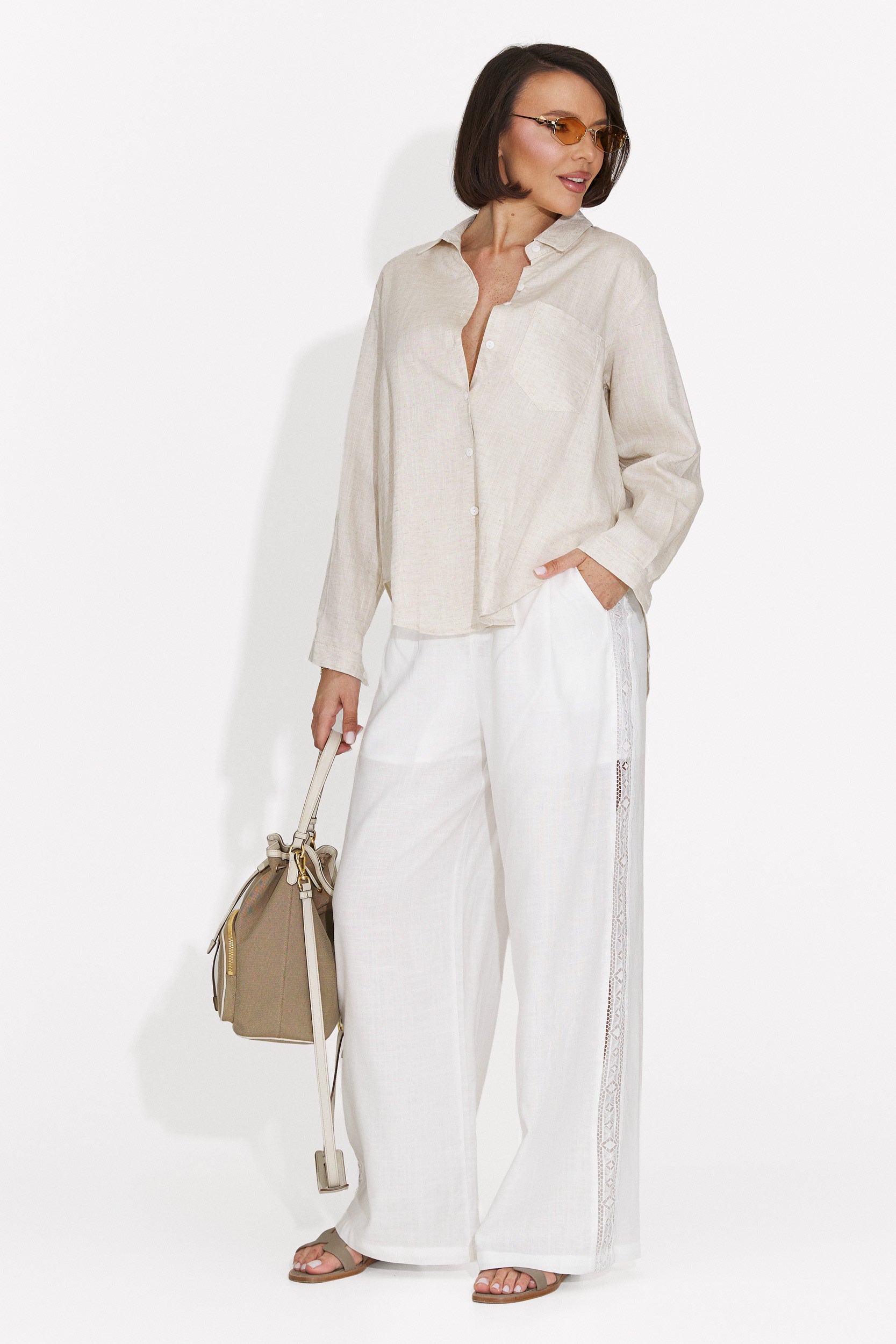 Pantaloni dama casual albi Heather Bogas
