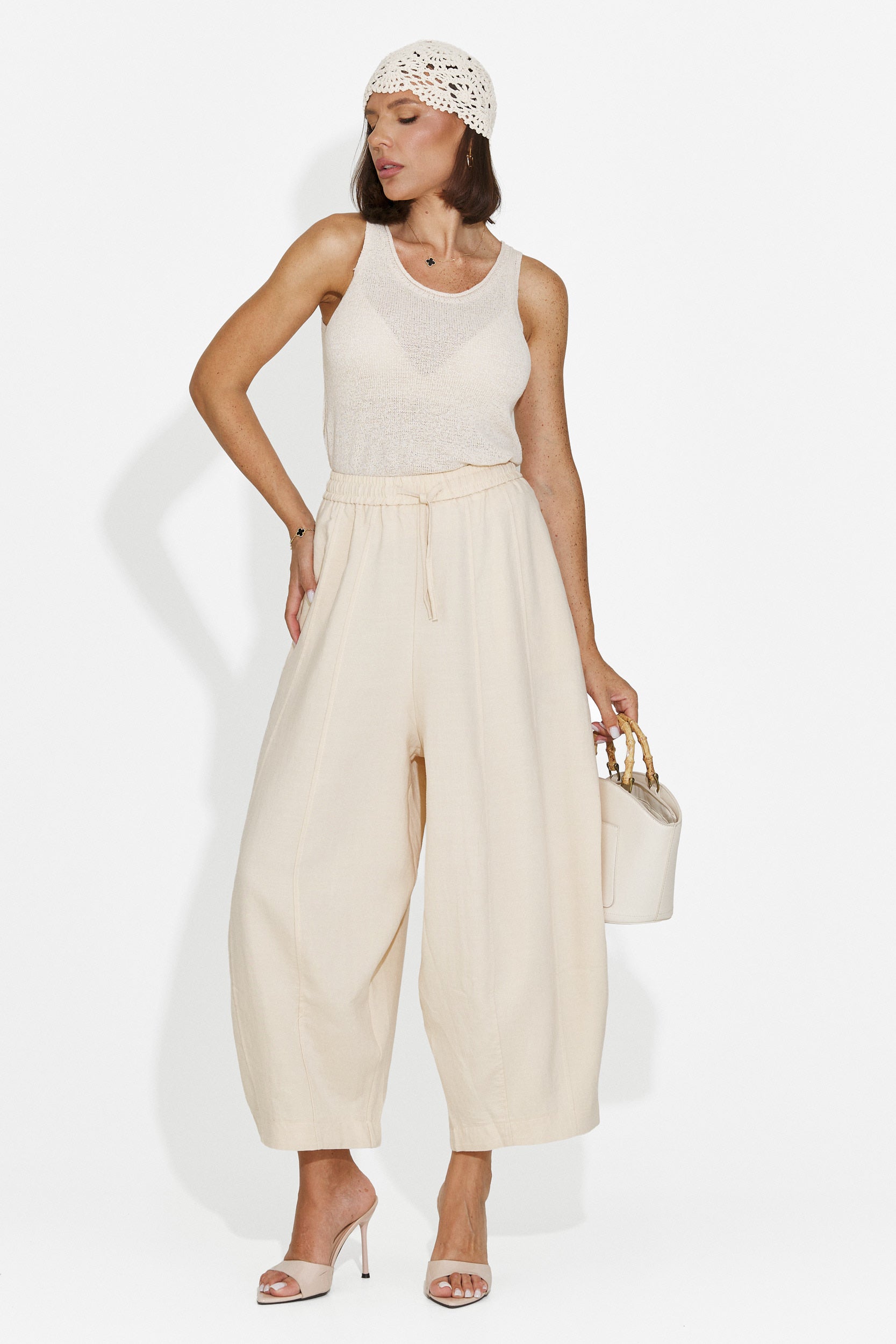 Women's casual beige pants Eusepia Bogas