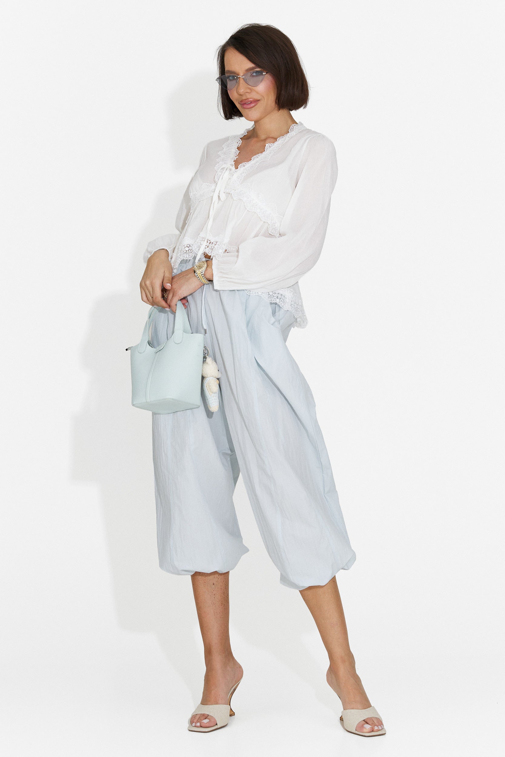 Pantaloni dama casual bleu Lyhok Bogas
