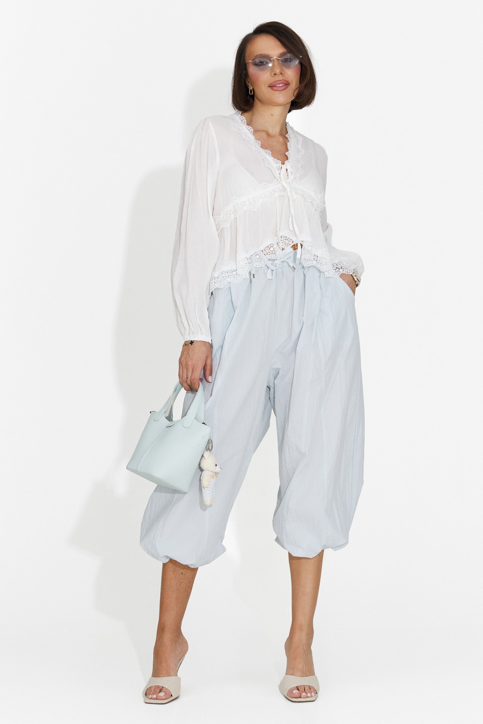 Pantaloni dama casual bleu Lyhok Bogas