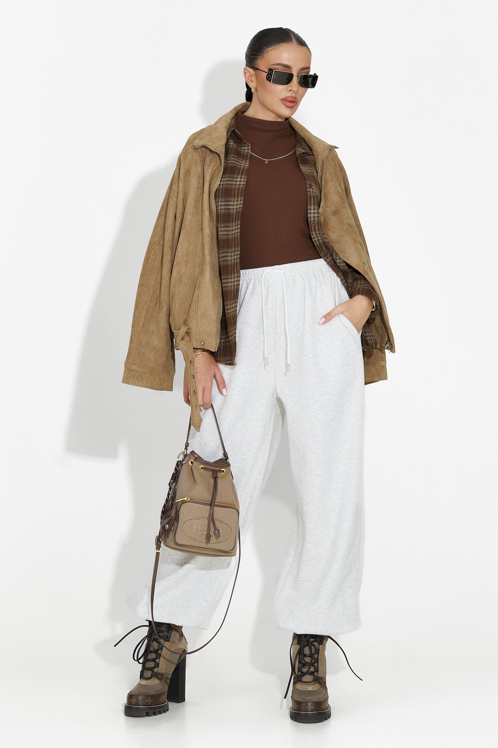 Szare casualowe spodnie damskie Isoria Bogas