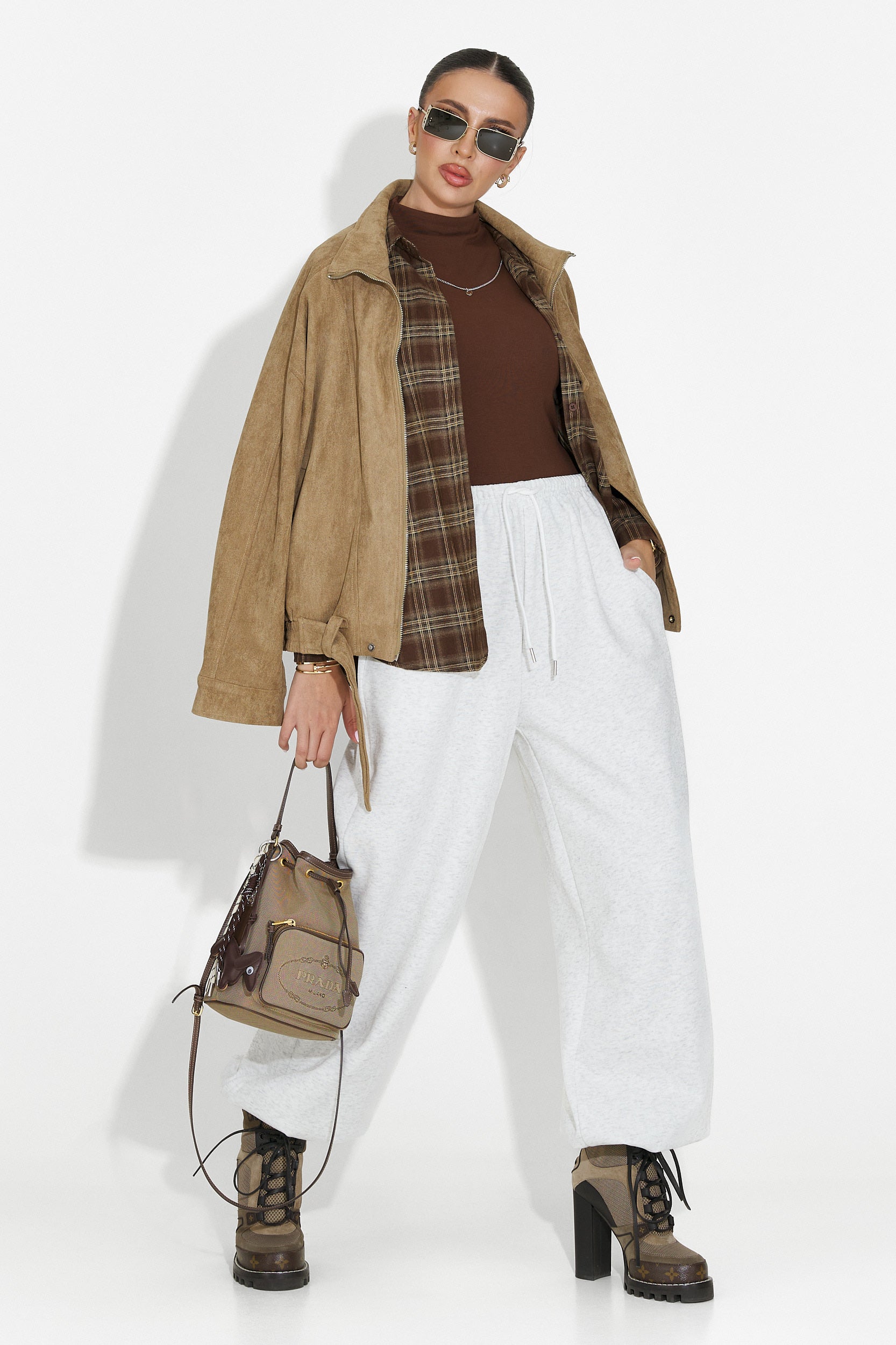 Szare casualowe spodnie damskie Isoria Bogas