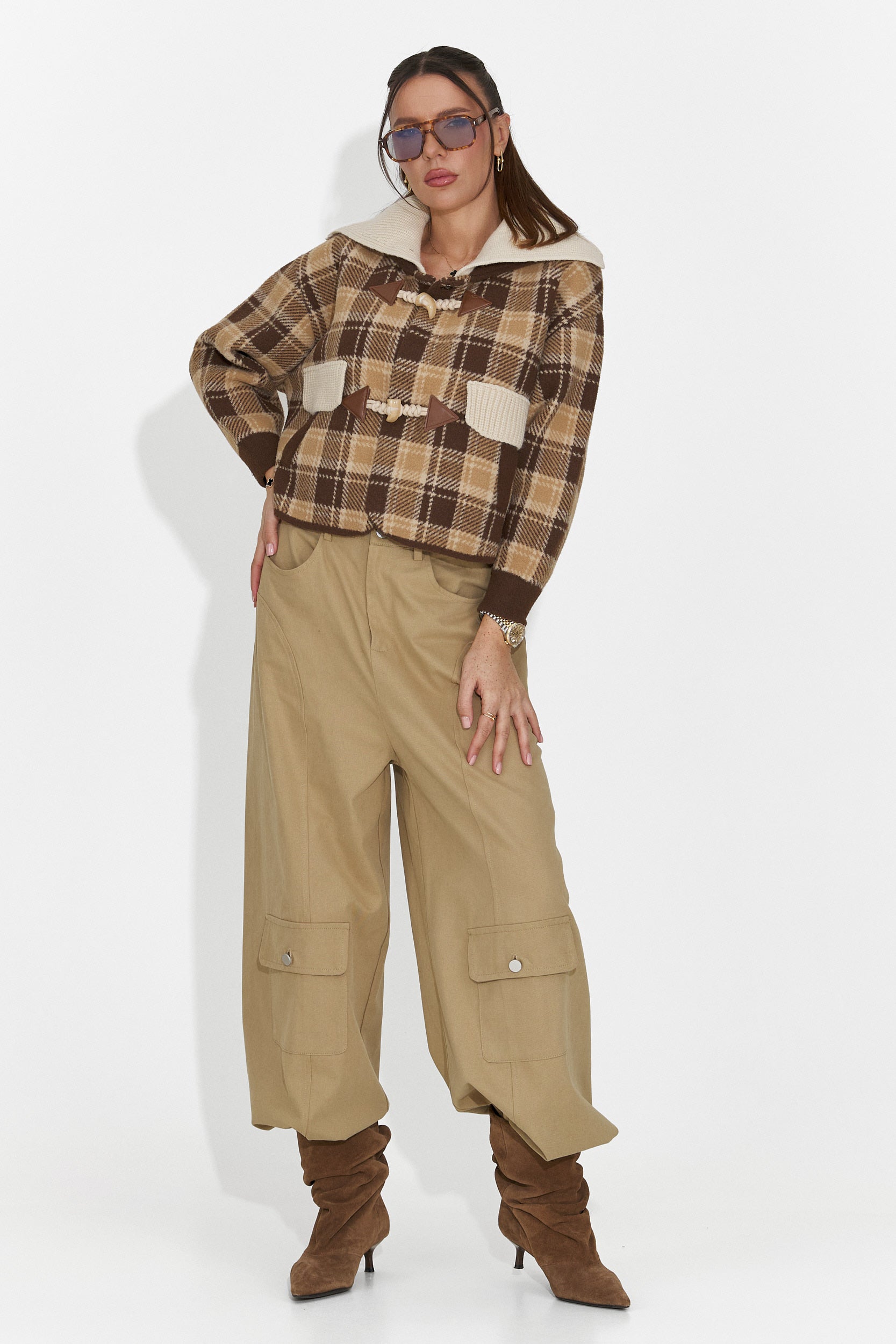 Ležérní hnědé kalhoty pro ženy Nederia Bogas