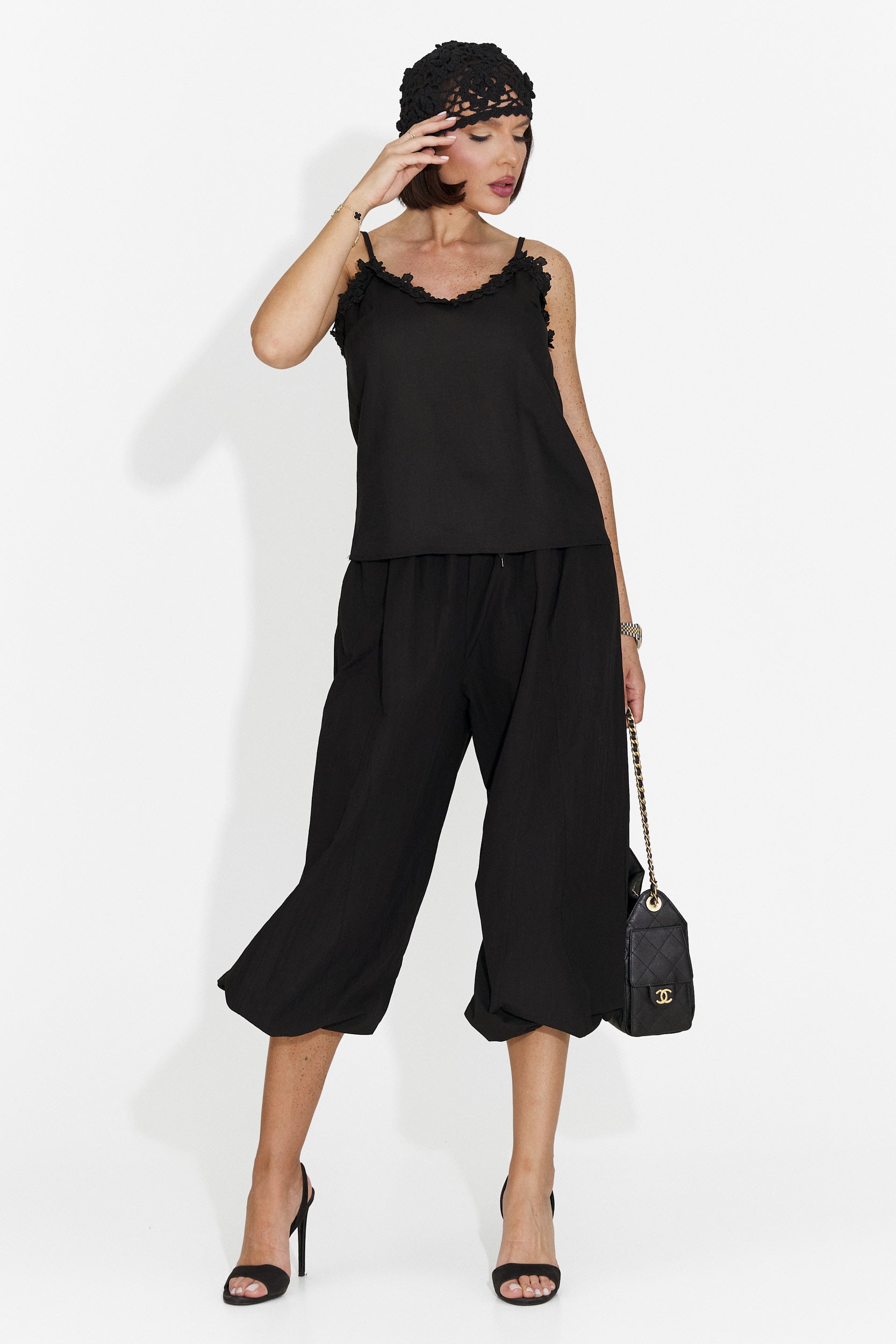 Pantaloni dama casual negri Lyhok Bogas