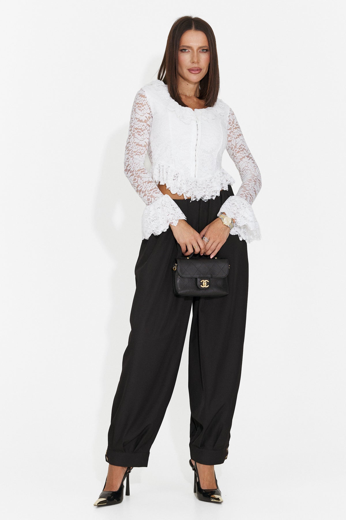 Pantaloni eleganti negri Glomvoeria Bogas