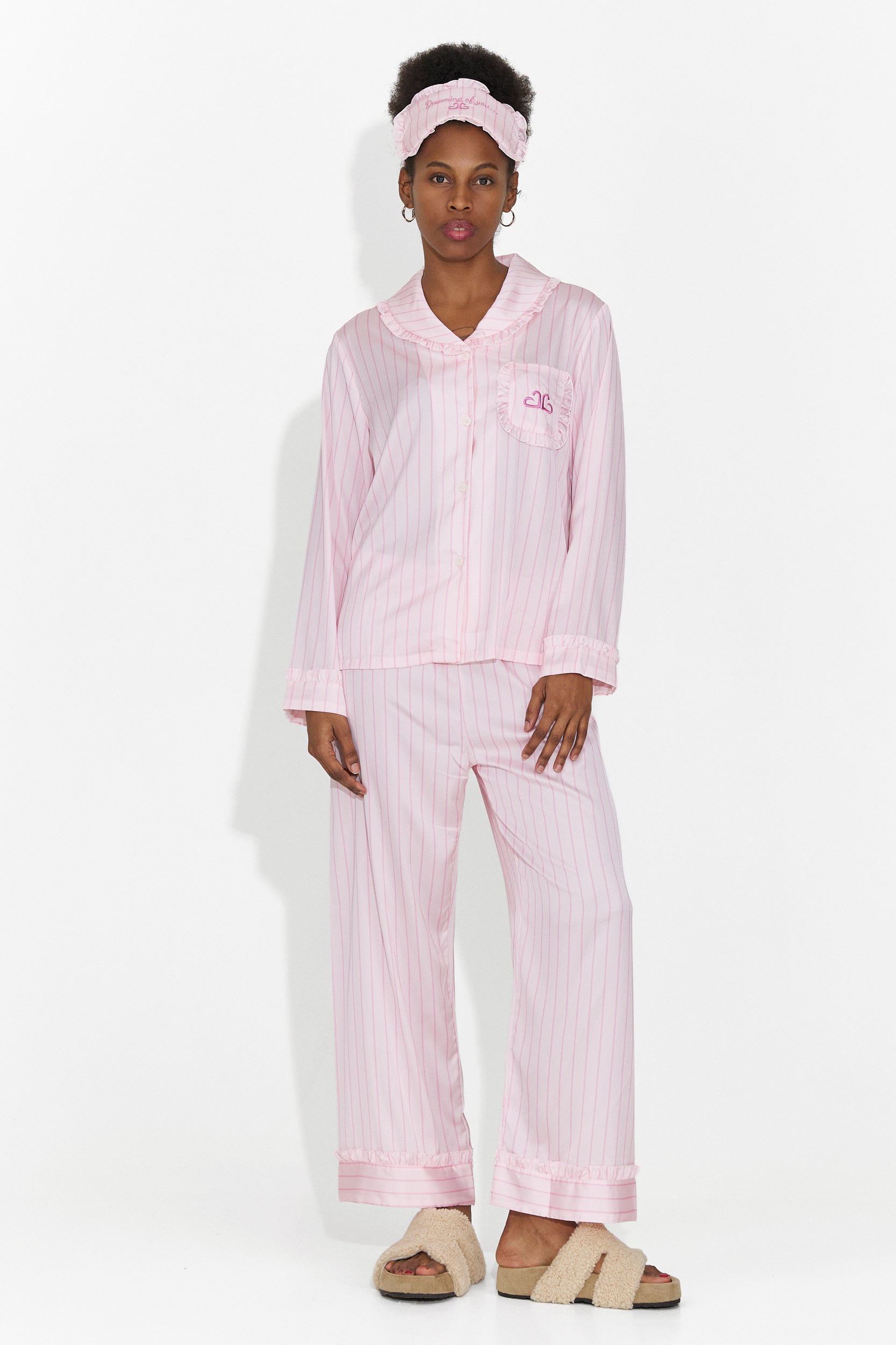 Lange rosa Stelia Bogas Damenpyjamas