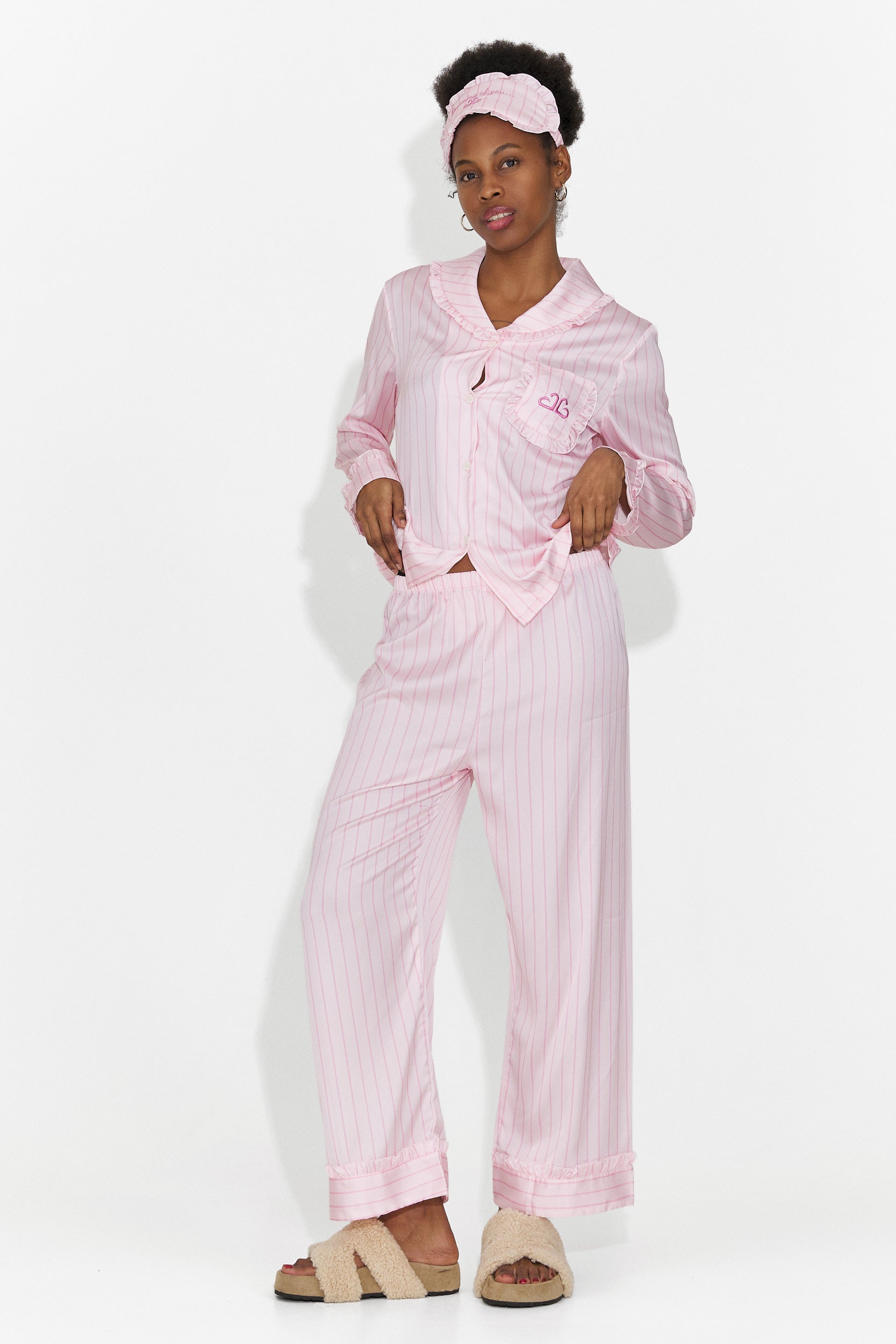 Lange rosa Stelia Bogas Damenpyjamas