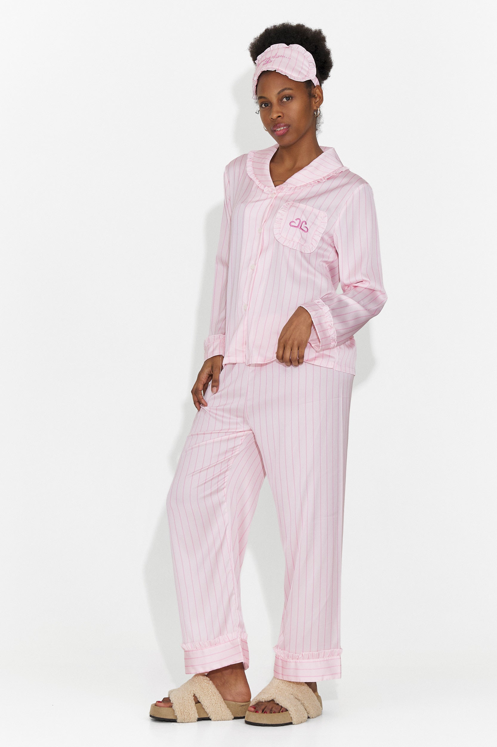 Lange rosa Stelia Bogas Damenpyjamas