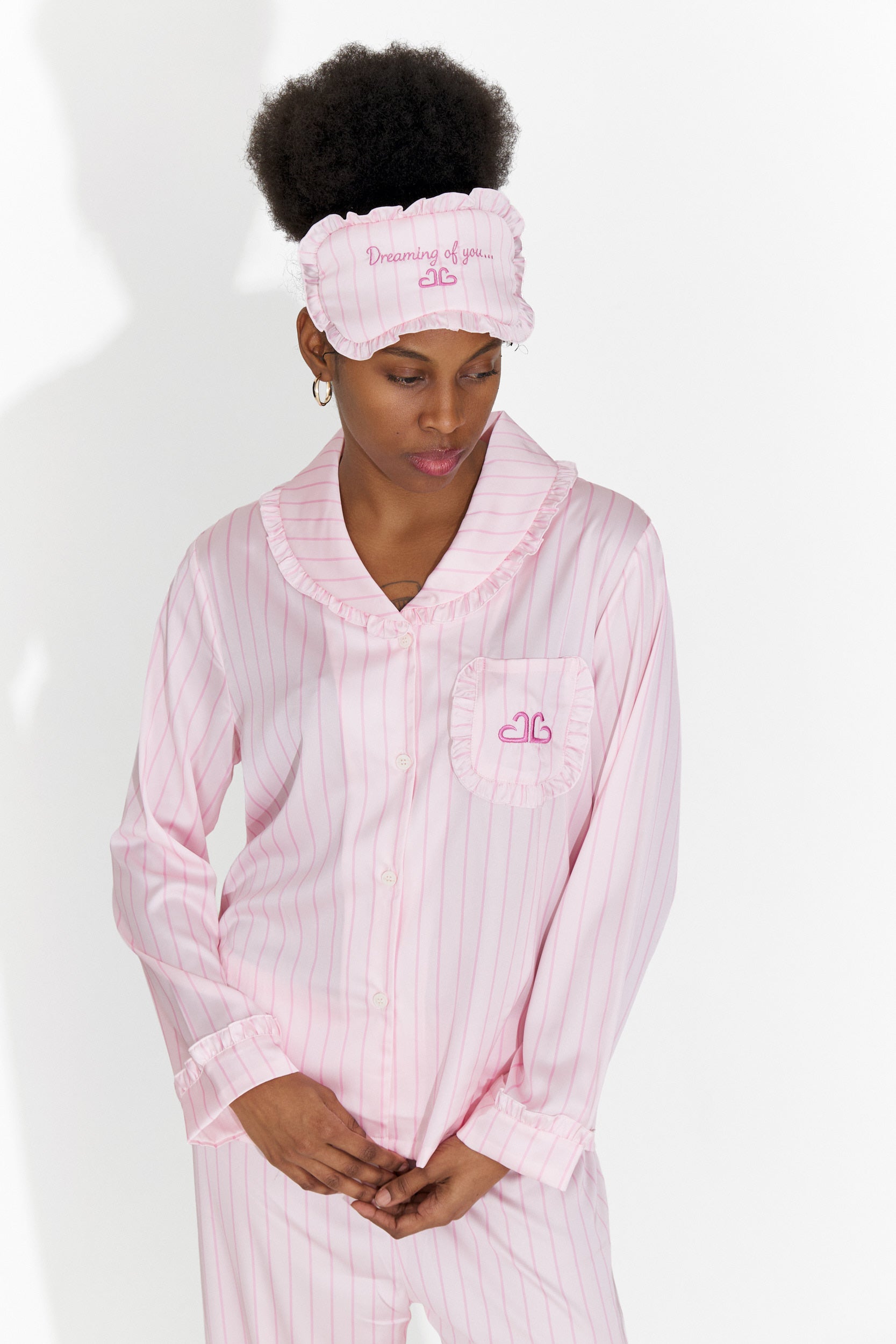 Lange rosa Stelia Bogas Damenpyjamas