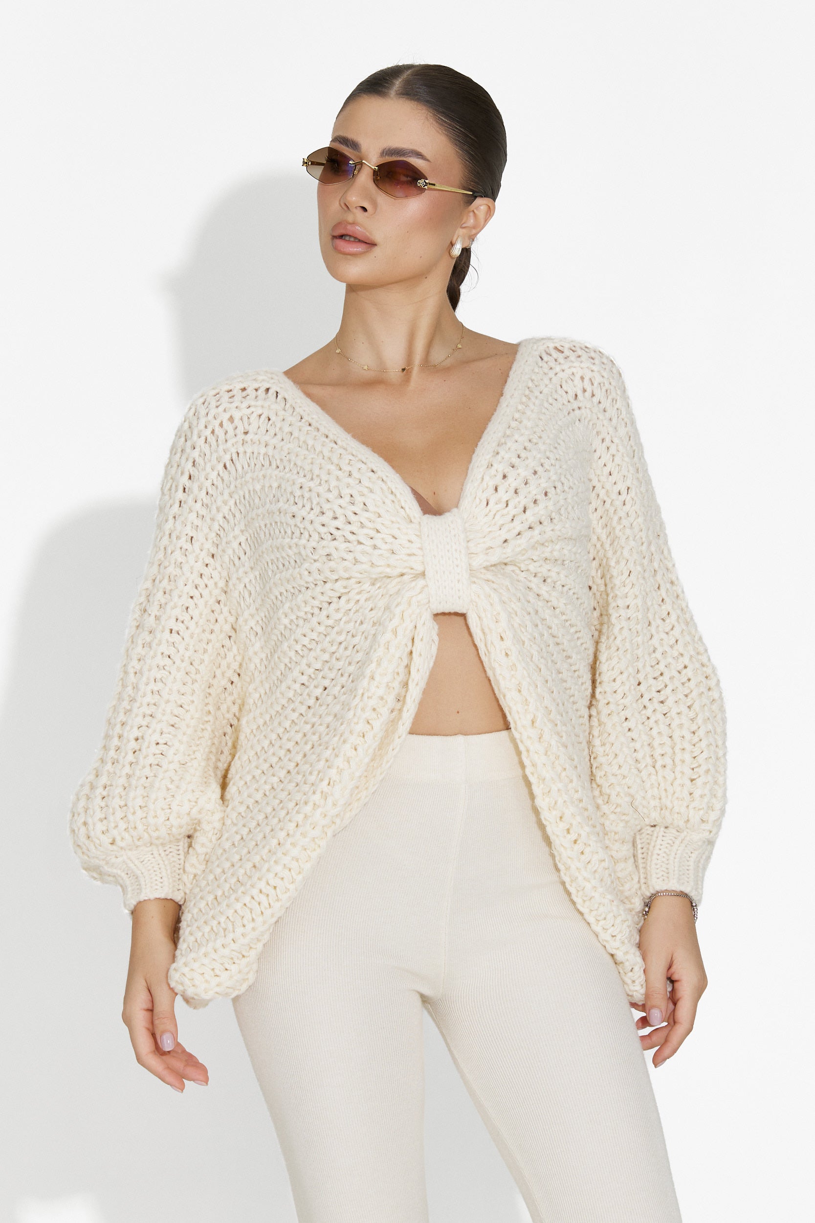 Μπεζ casual γυναικείο πουλόβερ Raviana Bogas