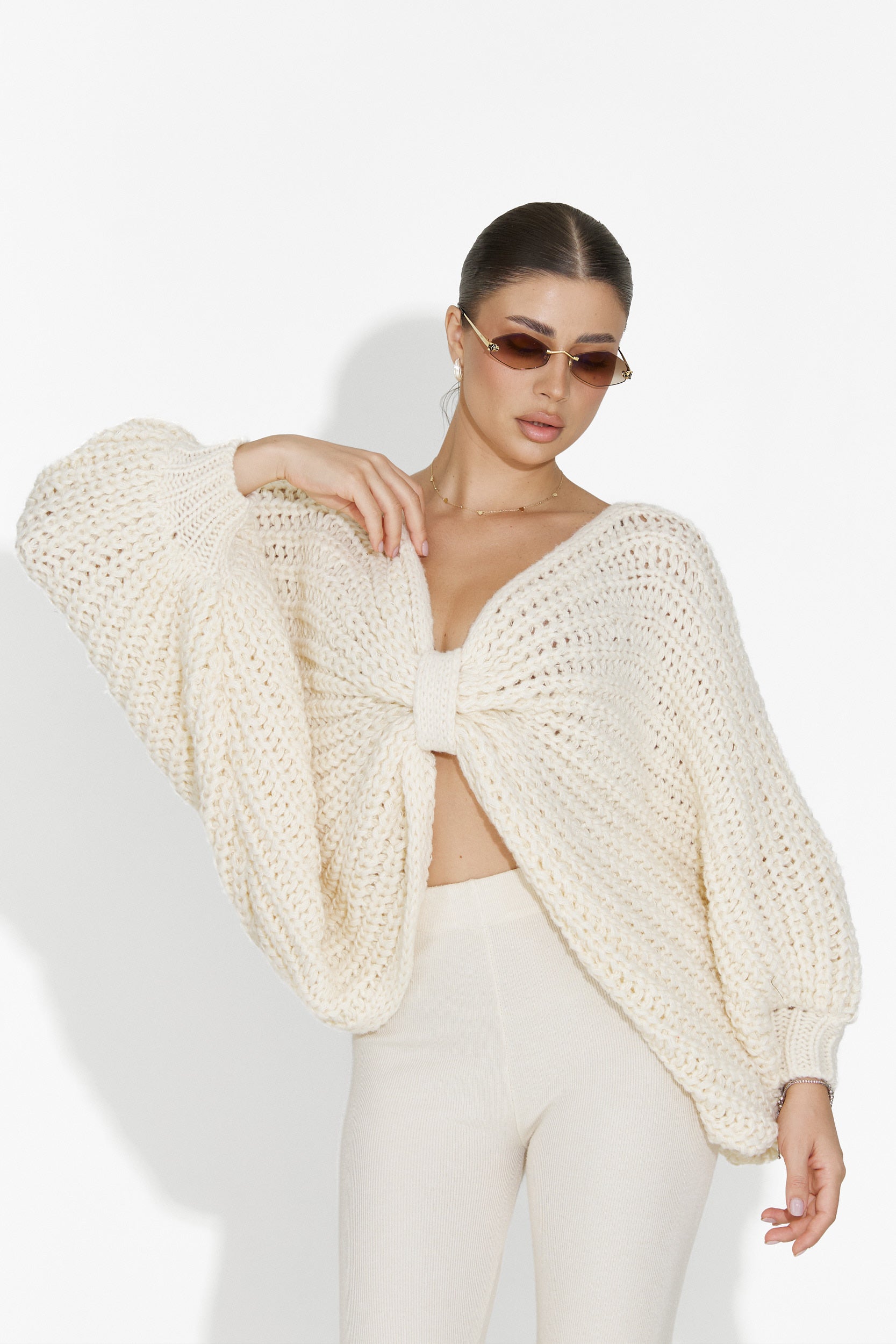 Μπεζ casual γυναικείο πουλόβερ Raviana Bogas