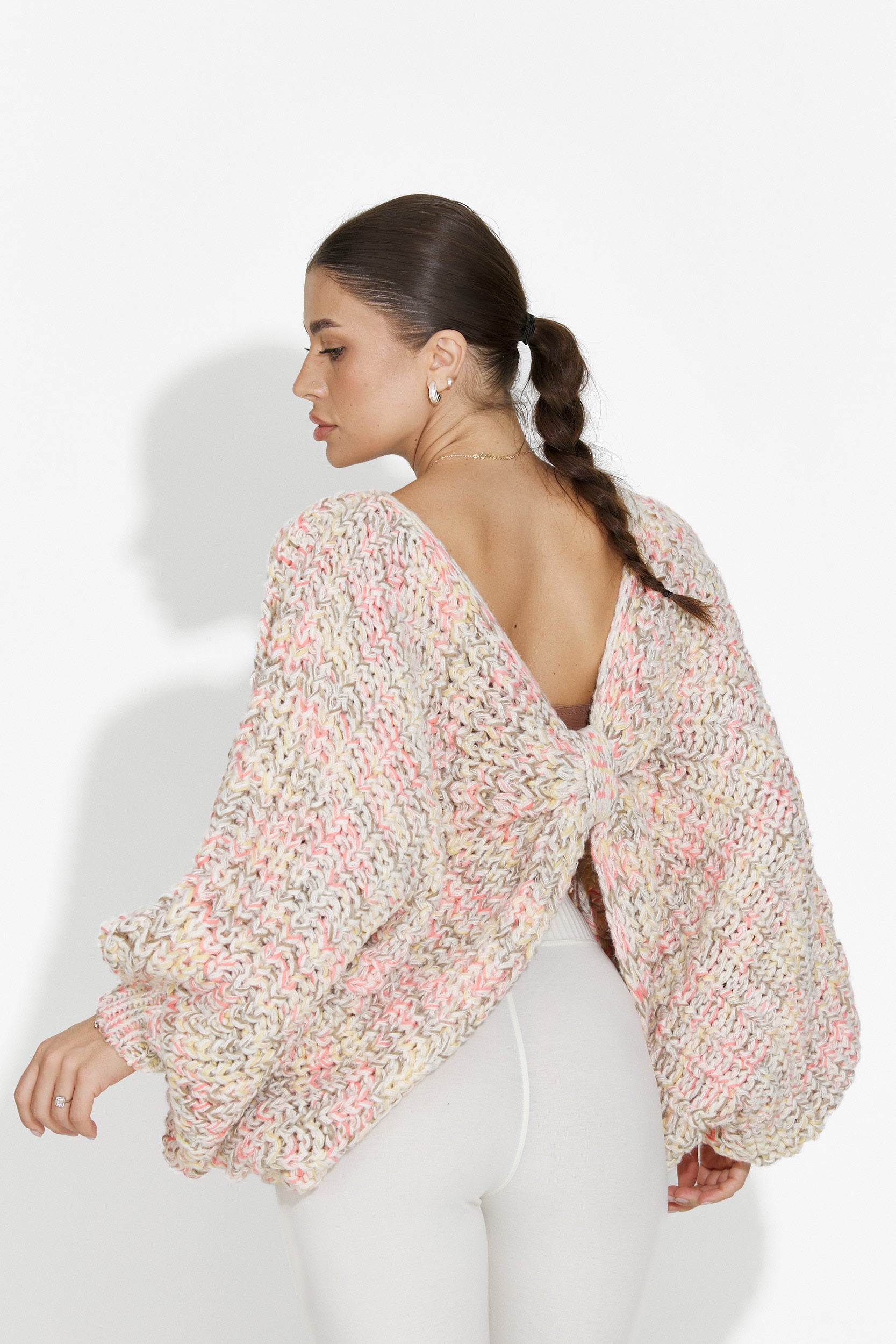 Sweter damski casual różowy Miralis Bogas